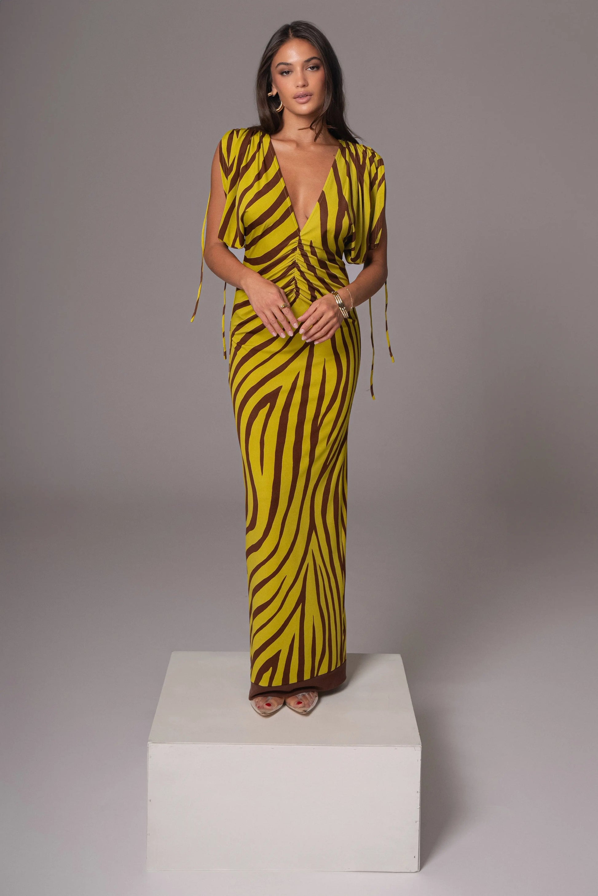 Lime Print Occasion Print Maxi Dress JLUXLABEL