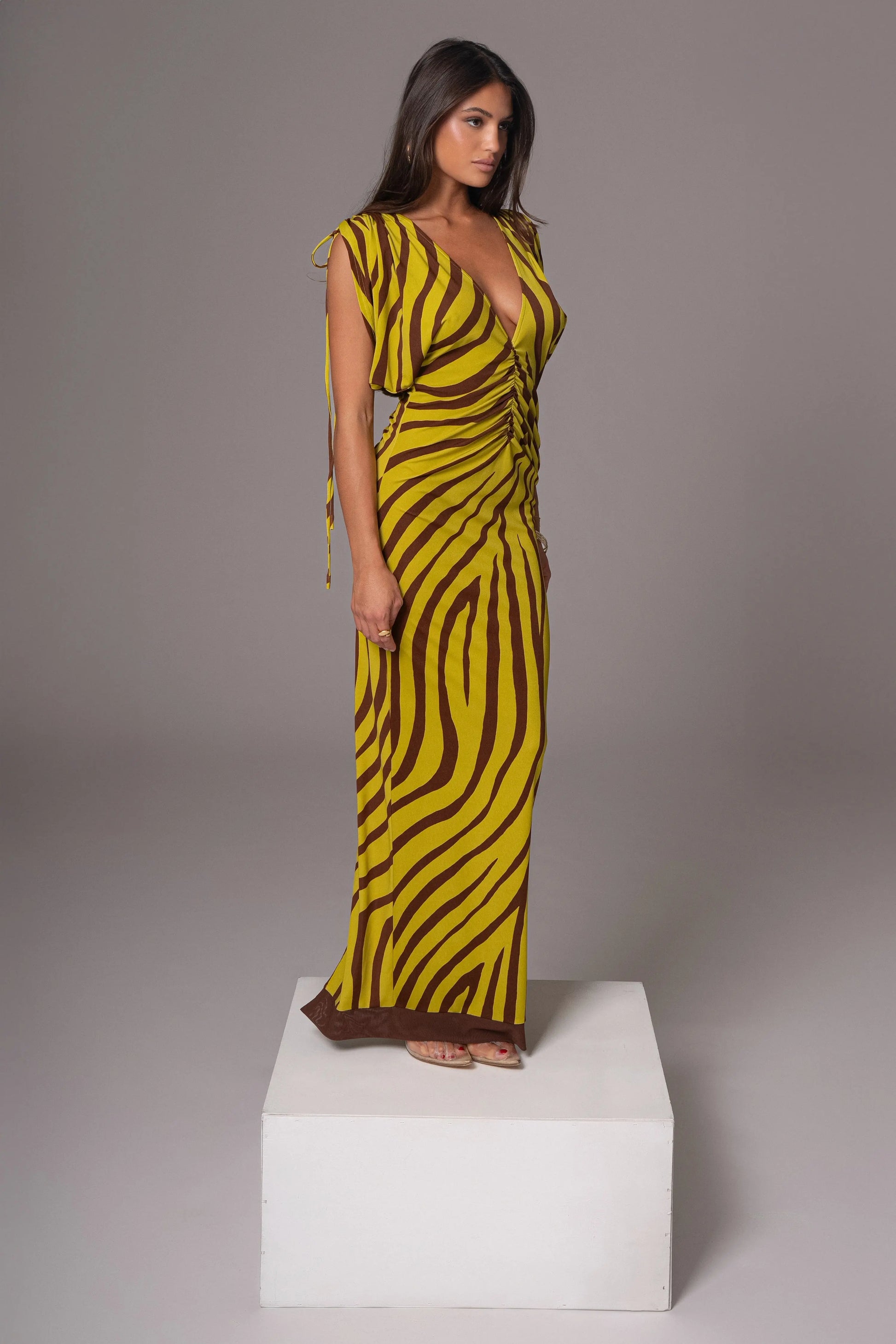 Lime Print Occasion Print Maxi Dress JLUXLABEL