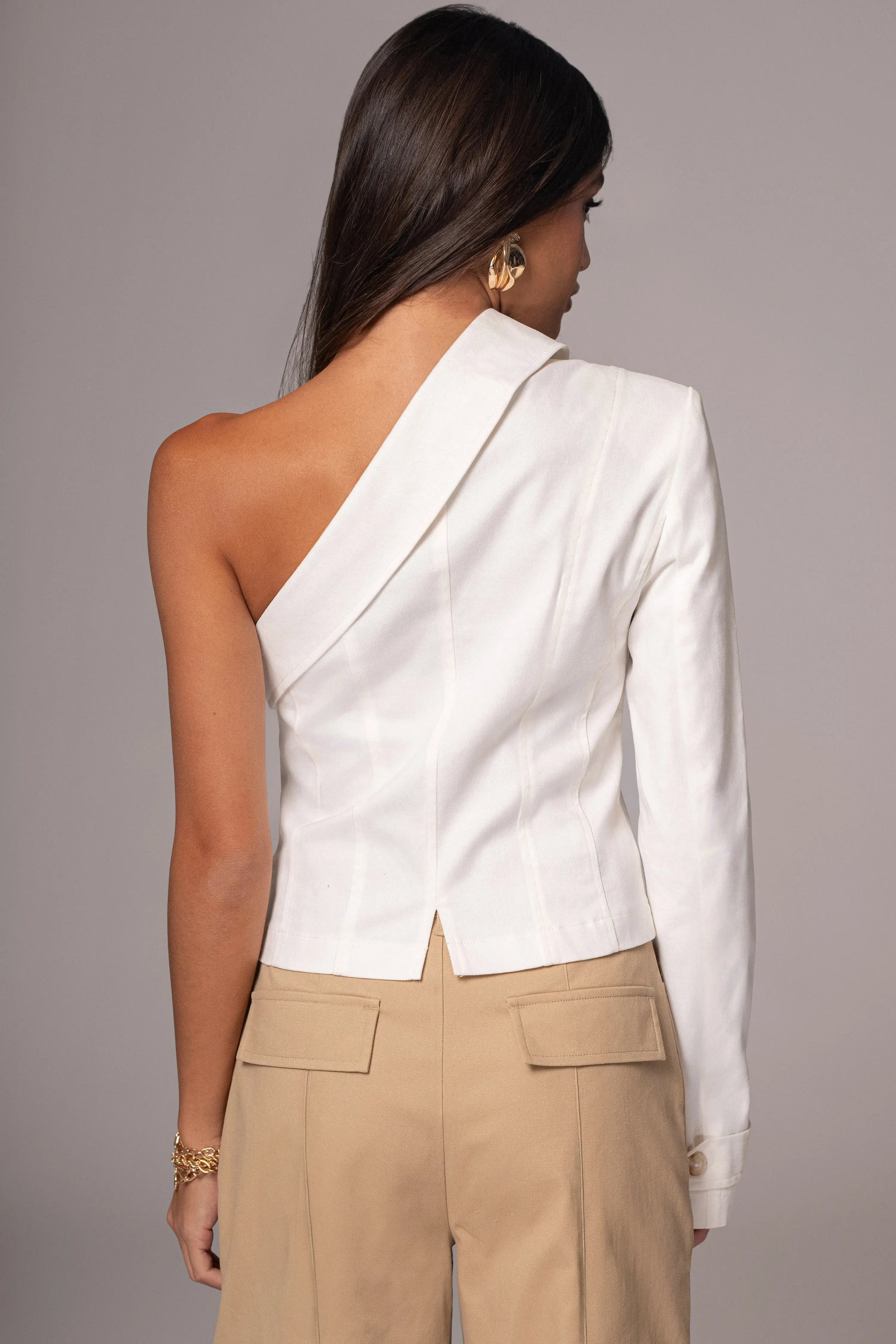 Ivory Amal One Shoulder Top JLUXLABEL