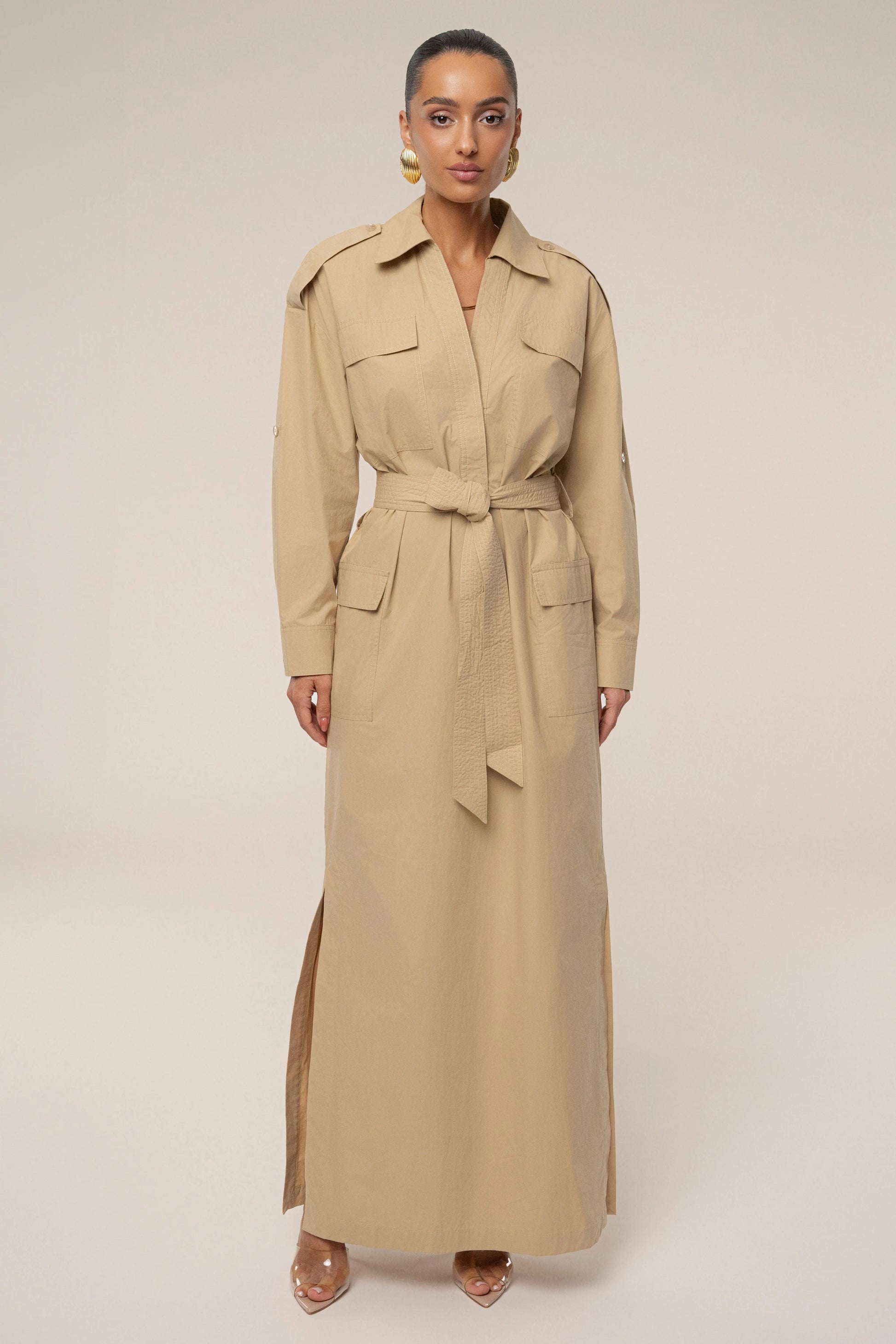 Khaki Harbor Shore Belted Maxi Dress JLUXLABEL