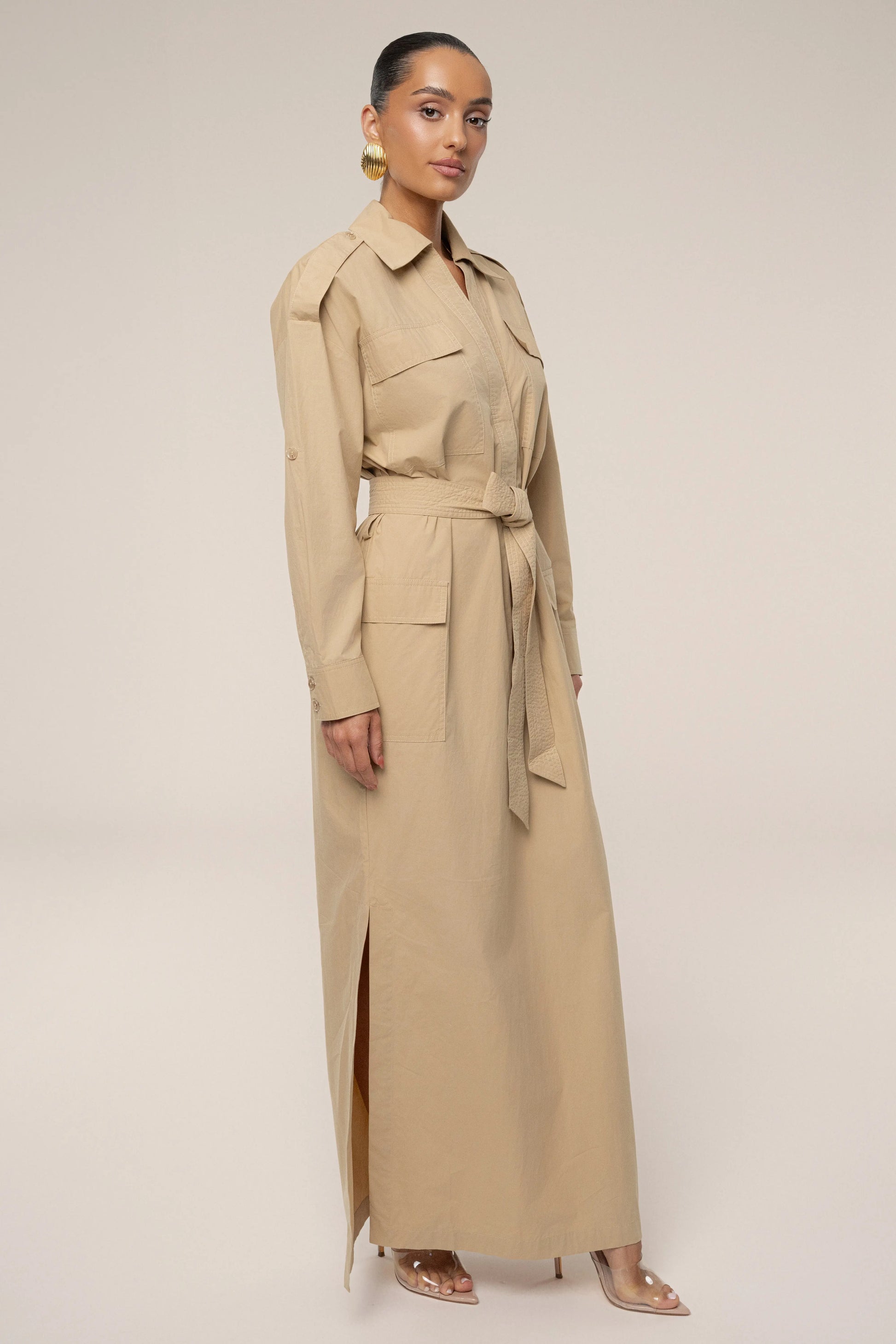 Khaki Harbor Shore Belted Maxi Dress JLUXLABEL