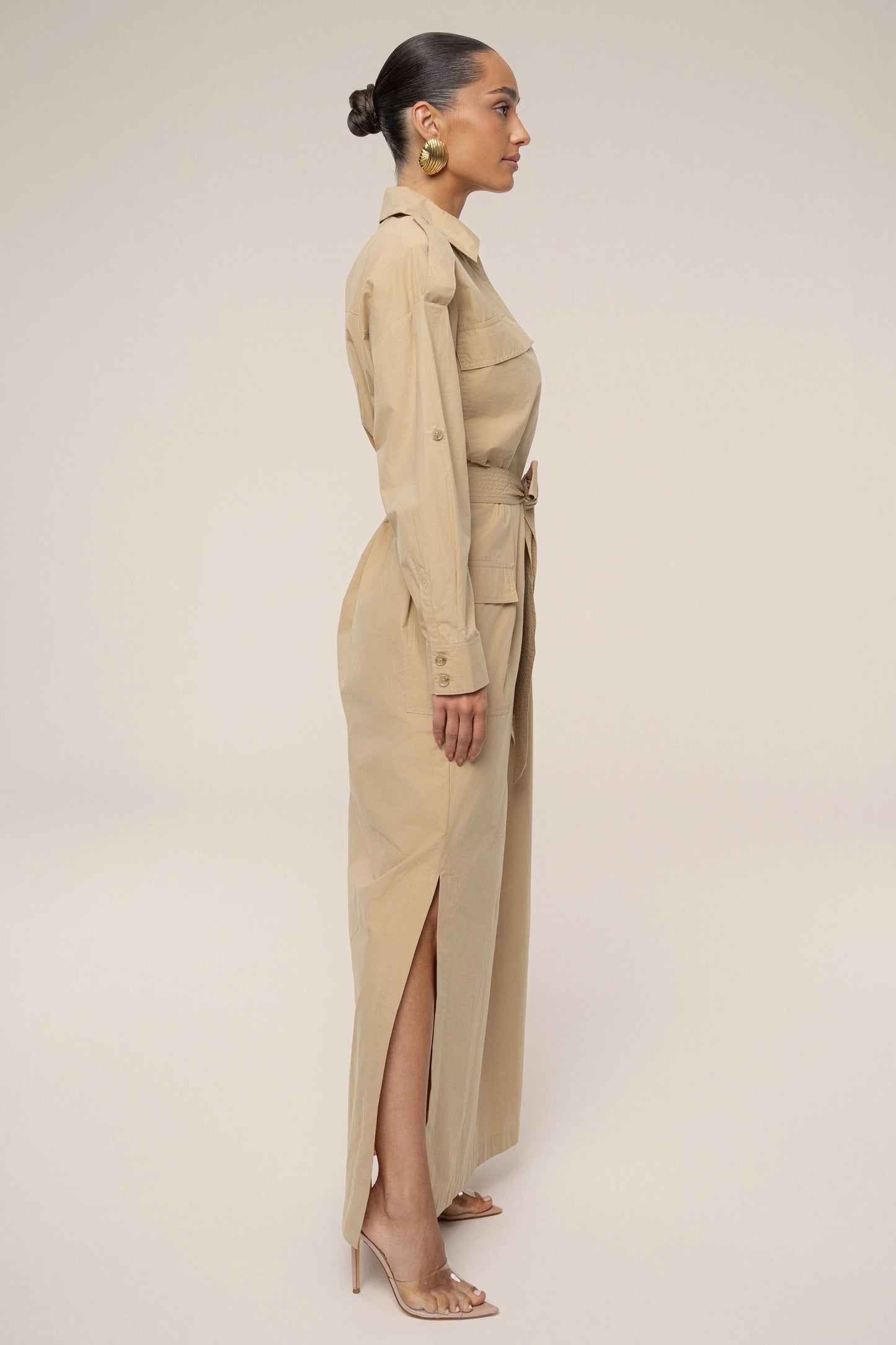 Khaki Harbor Shore Belted Maxi Dress JLUXLABEL