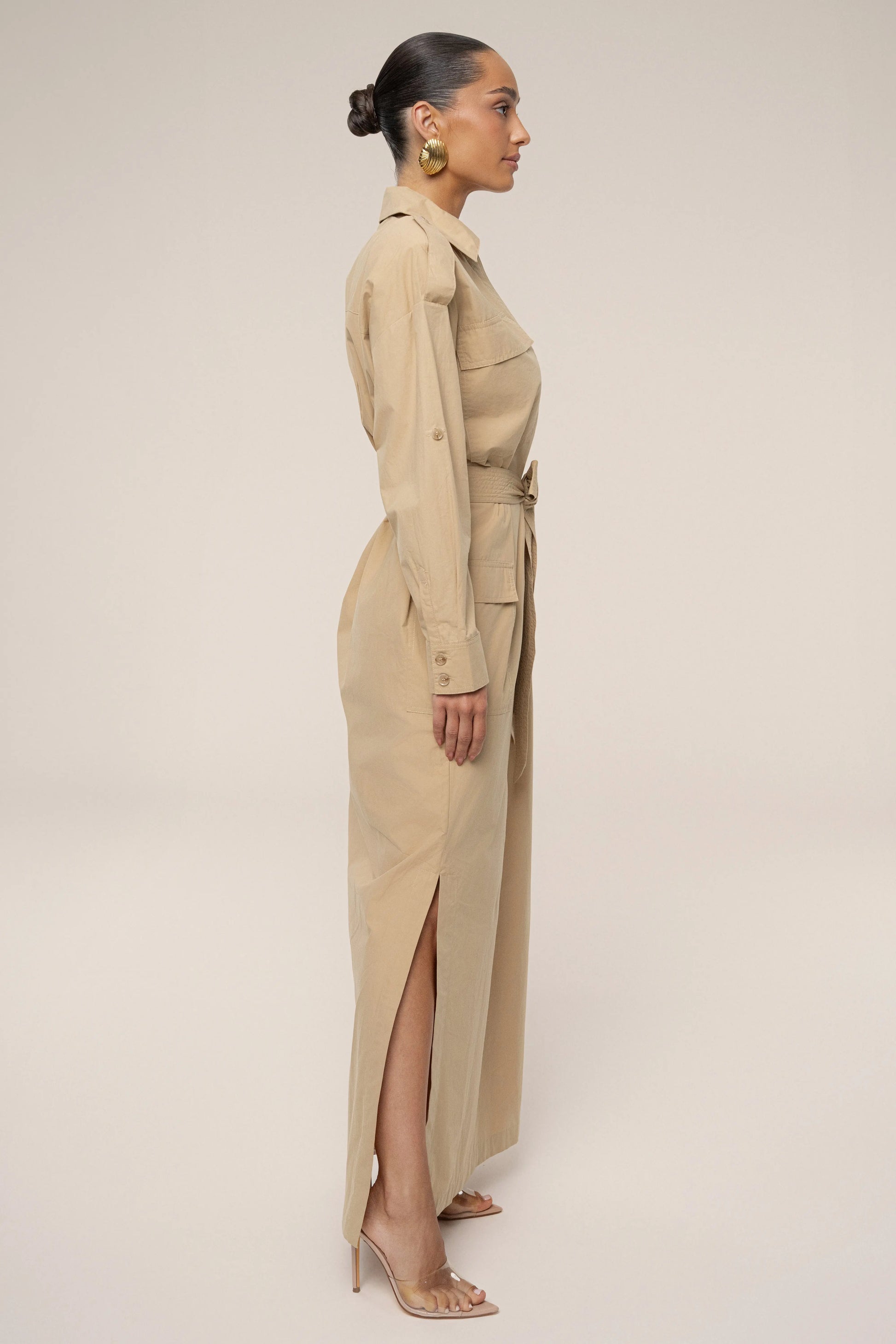 Khaki Harbor Shore Belted Maxi Dress JLUXLABEL