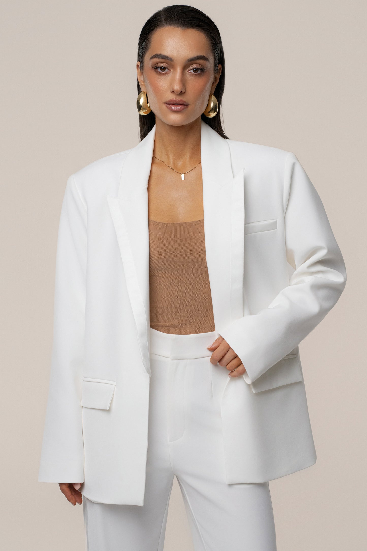 Ivory Suite Life Woven Blazer JLUXLABEL
