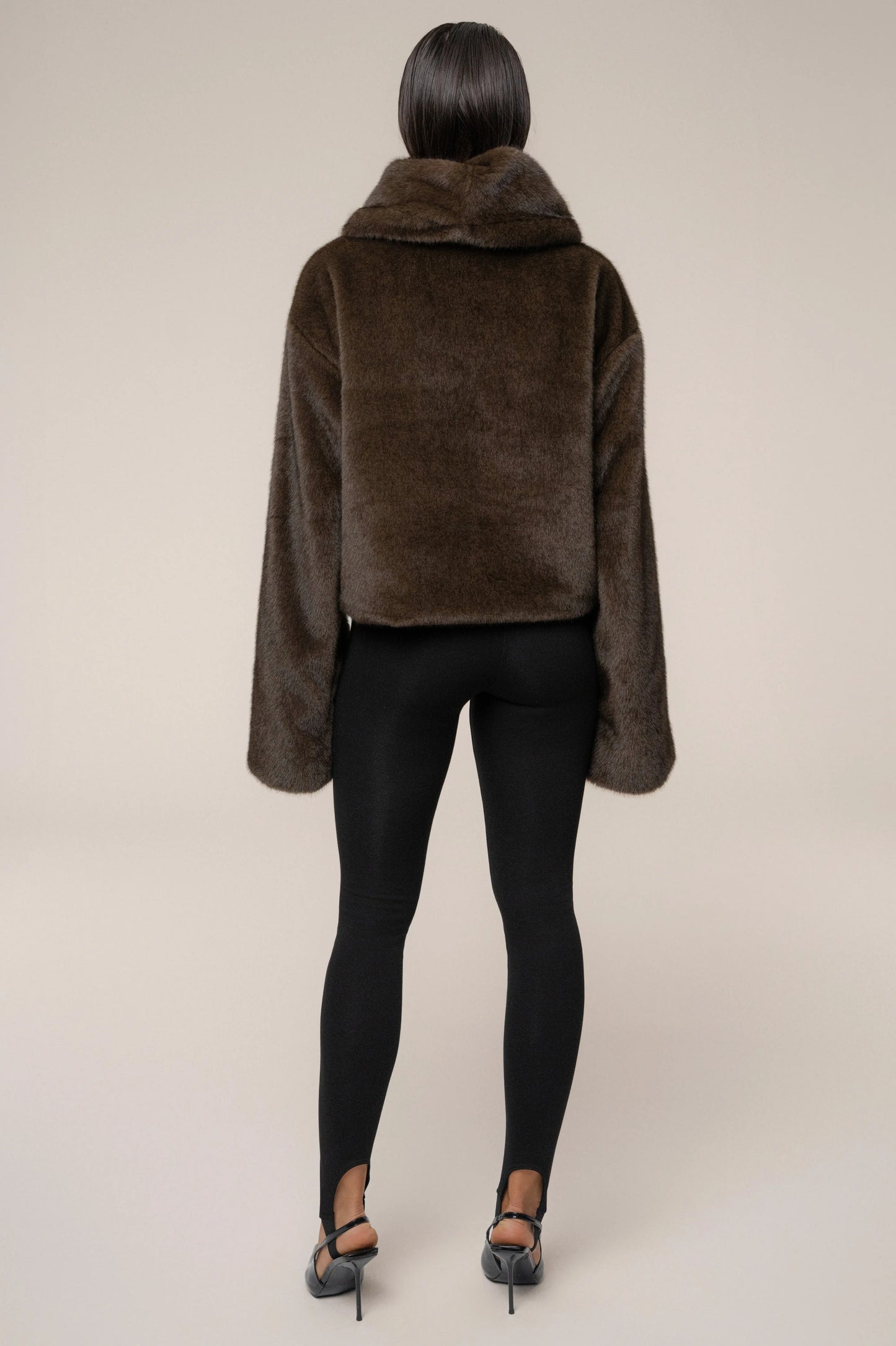 Brown Polished Faux Fur Pullover JLUXLABEL