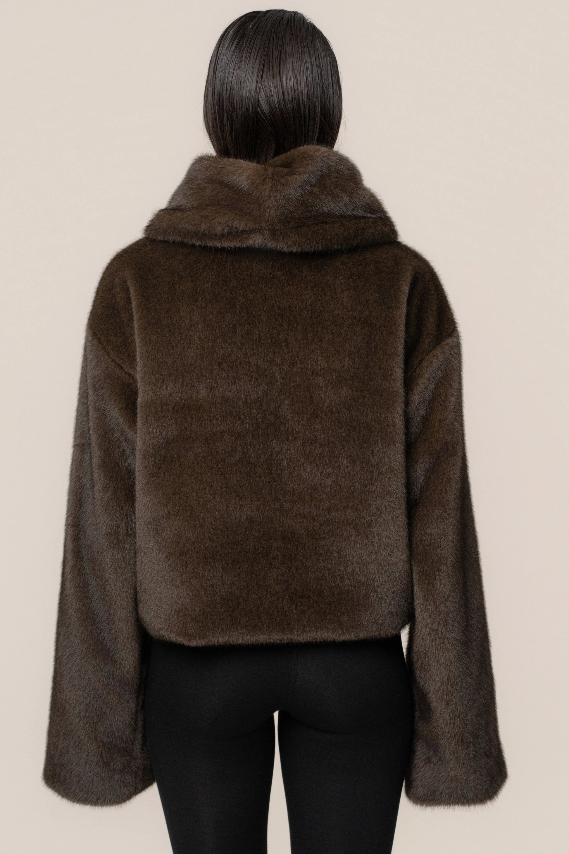 Brown Polished Faux Fur Pullover JLUXLABEL