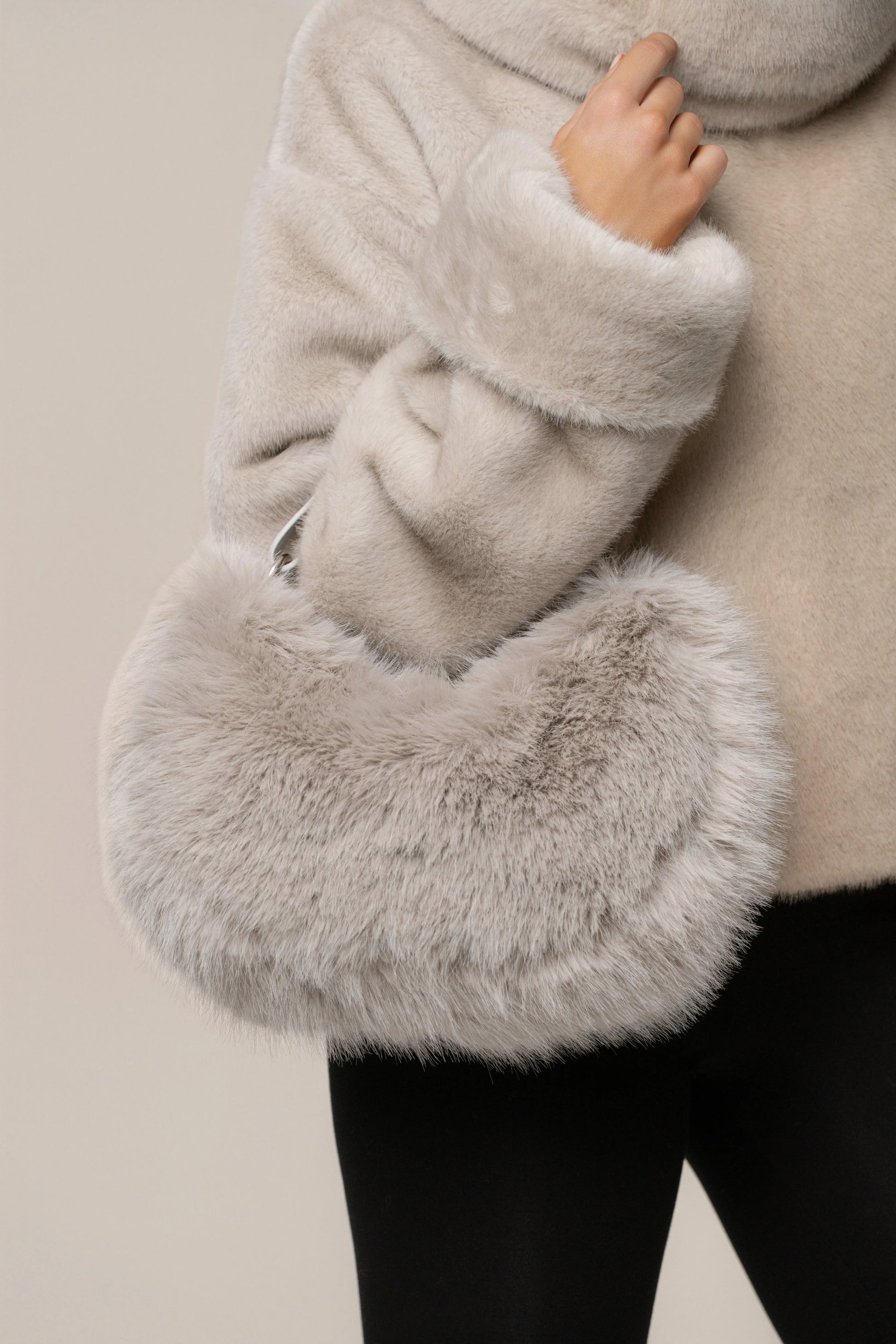 Taupe Soft Season Faux Fur Bag JLUXLABEL