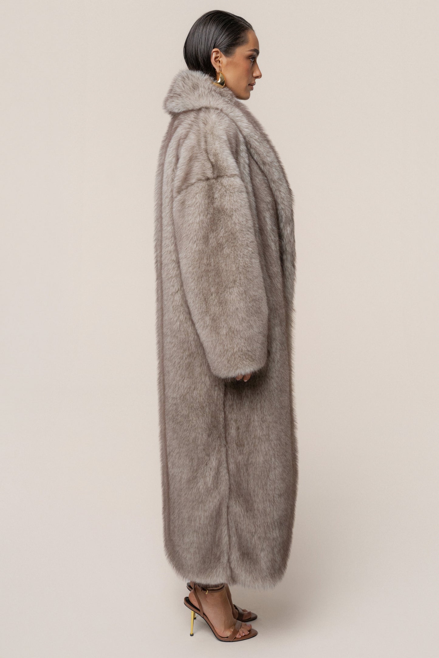 Ivory/Brown Aspen Days Faux Fur Coat