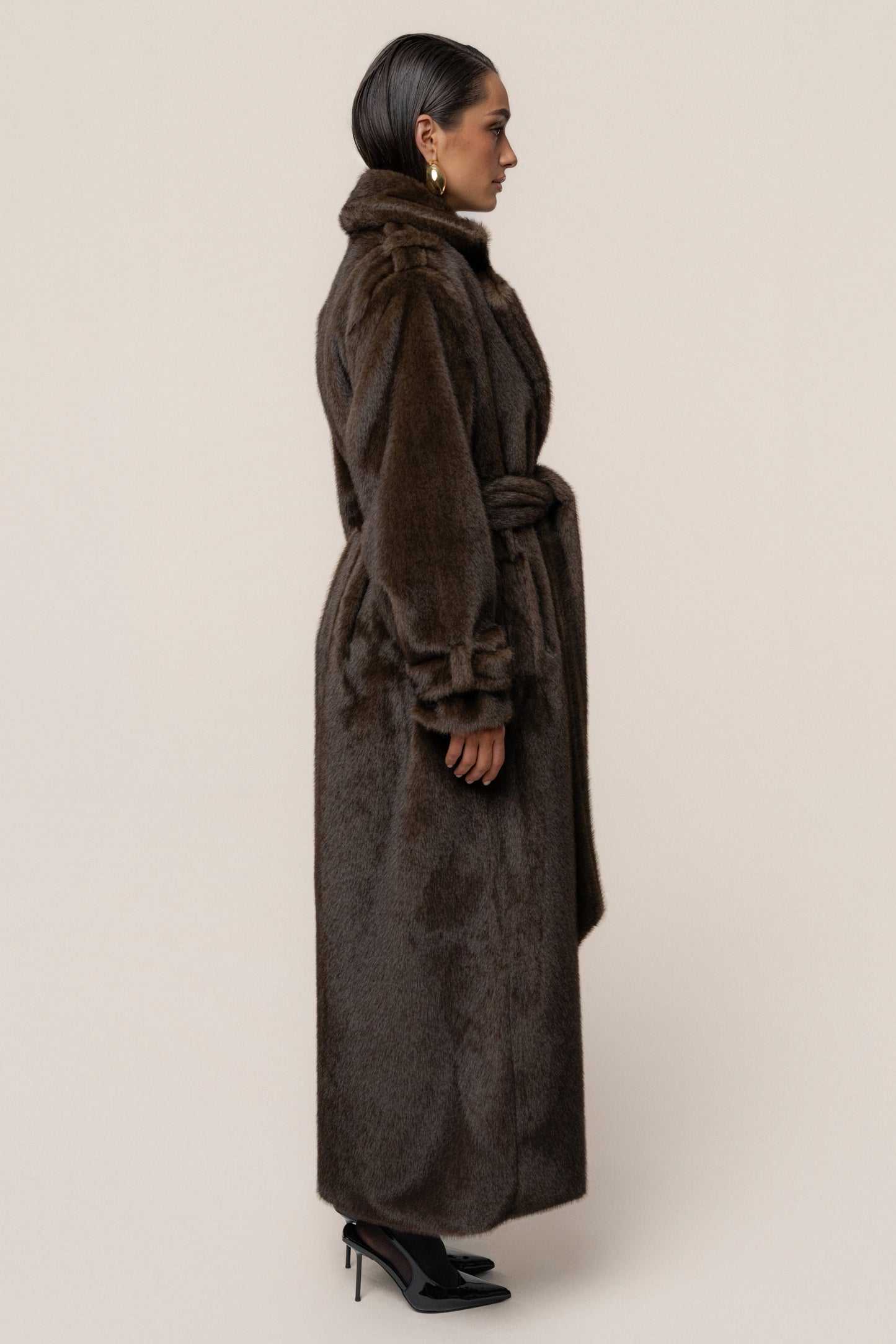 Brown Uptown Faux Fur Coat