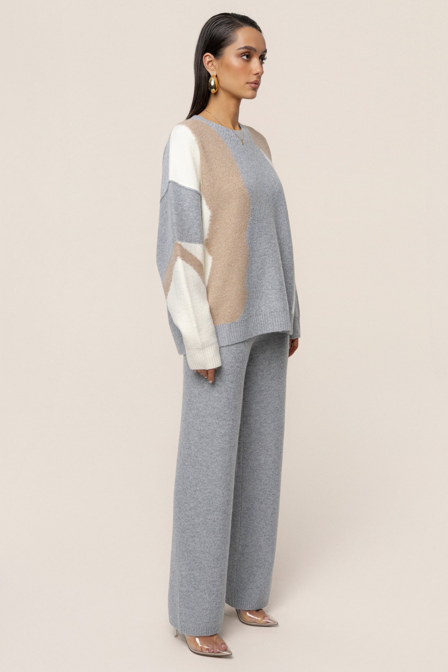 Grey Emelie Knit Pant Set