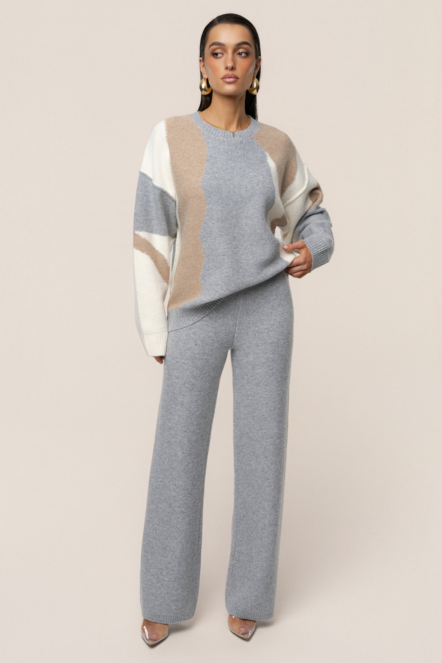Grey Emelie Knit Pant Set