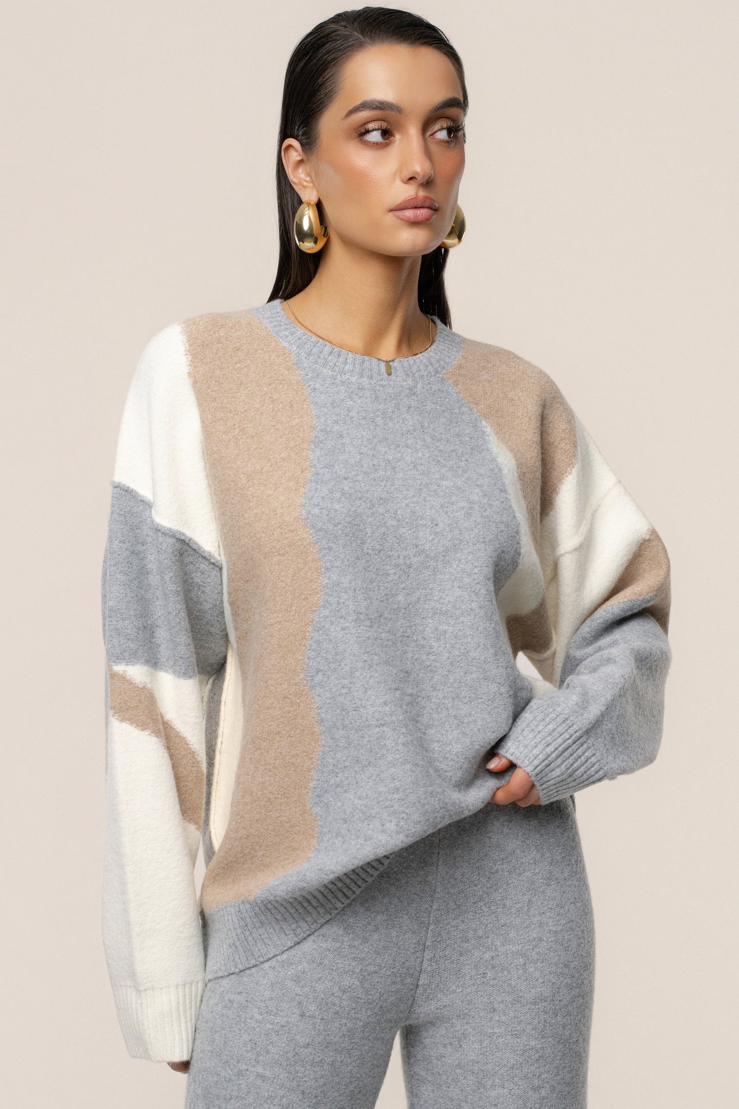 Grey Emelie Knit Pant Set