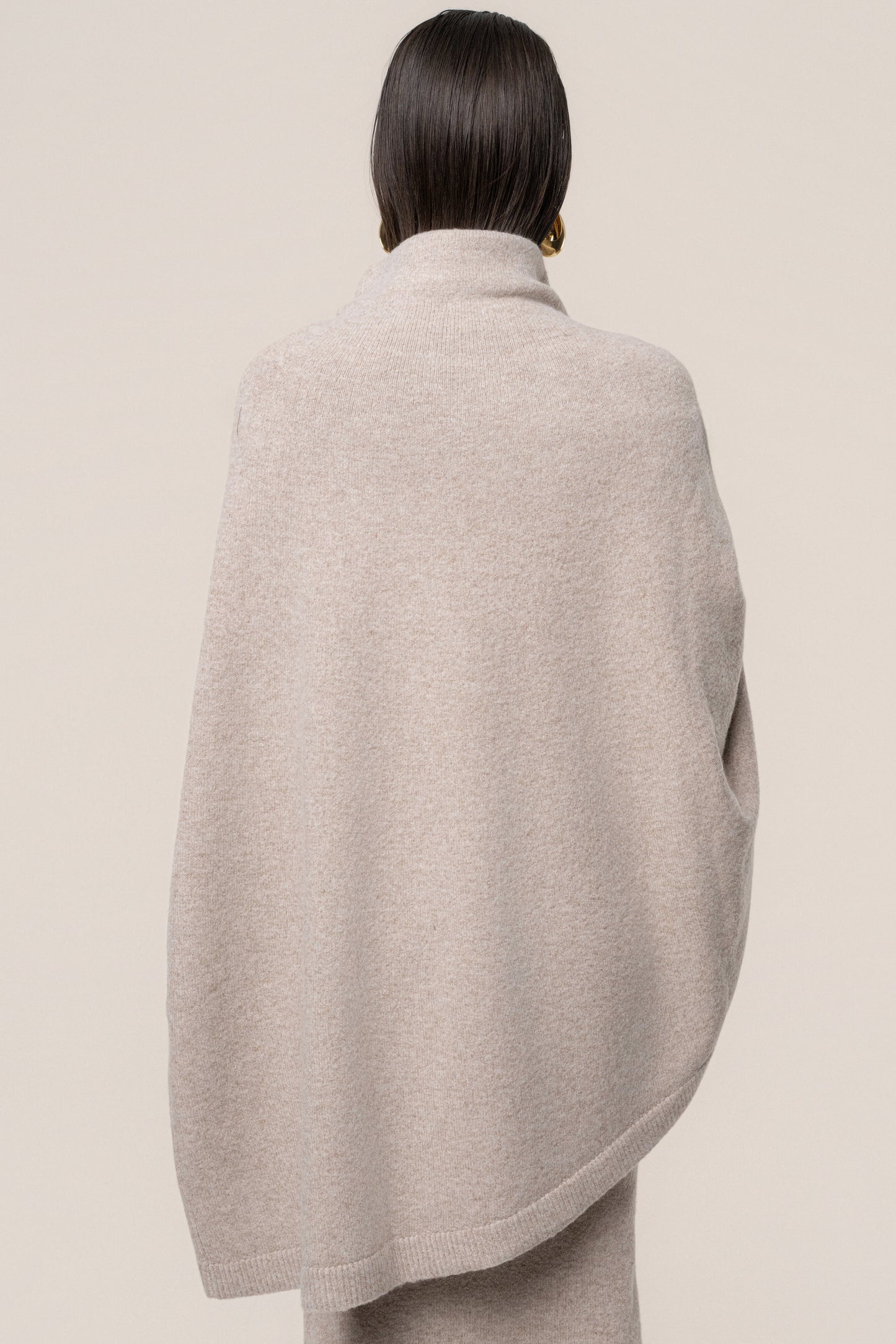Beige Lodge Bound Turtleneck Shawl JLUXLABEL
