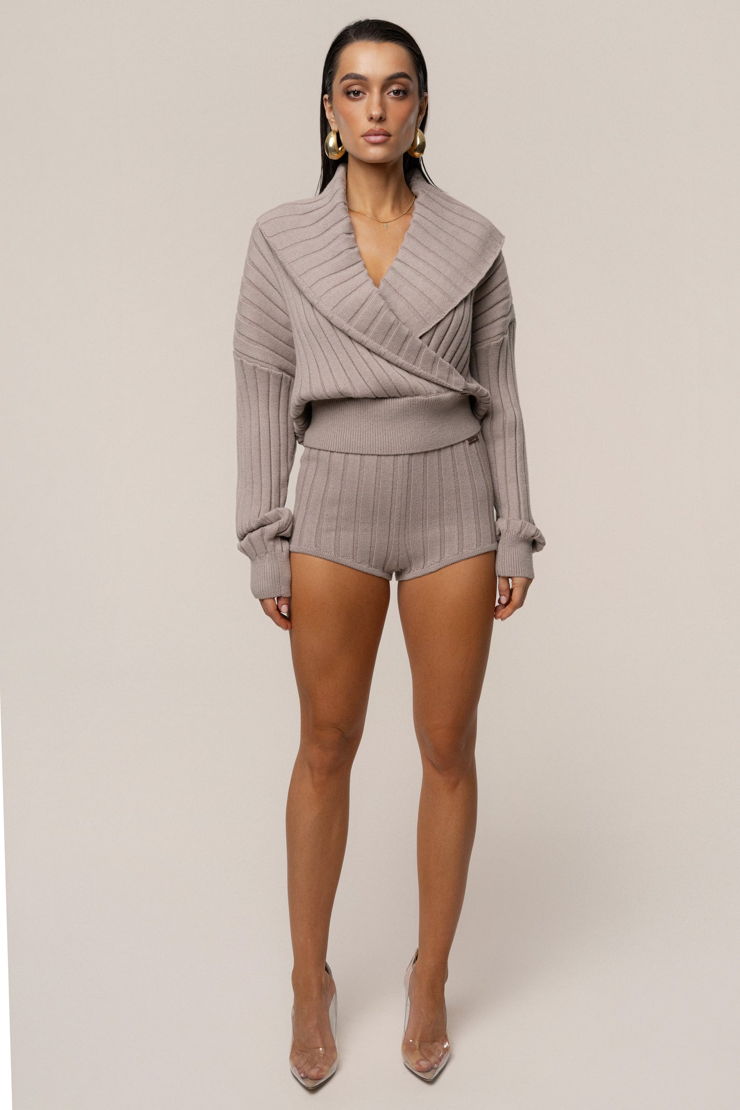 Taupe Knit Things Ribbed Shorts JLUXLABEL
