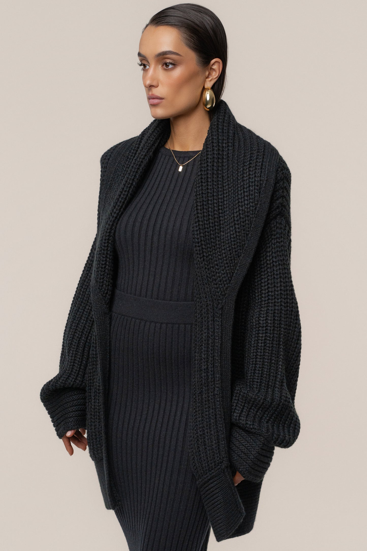 Black Hazel Knit Cardigan