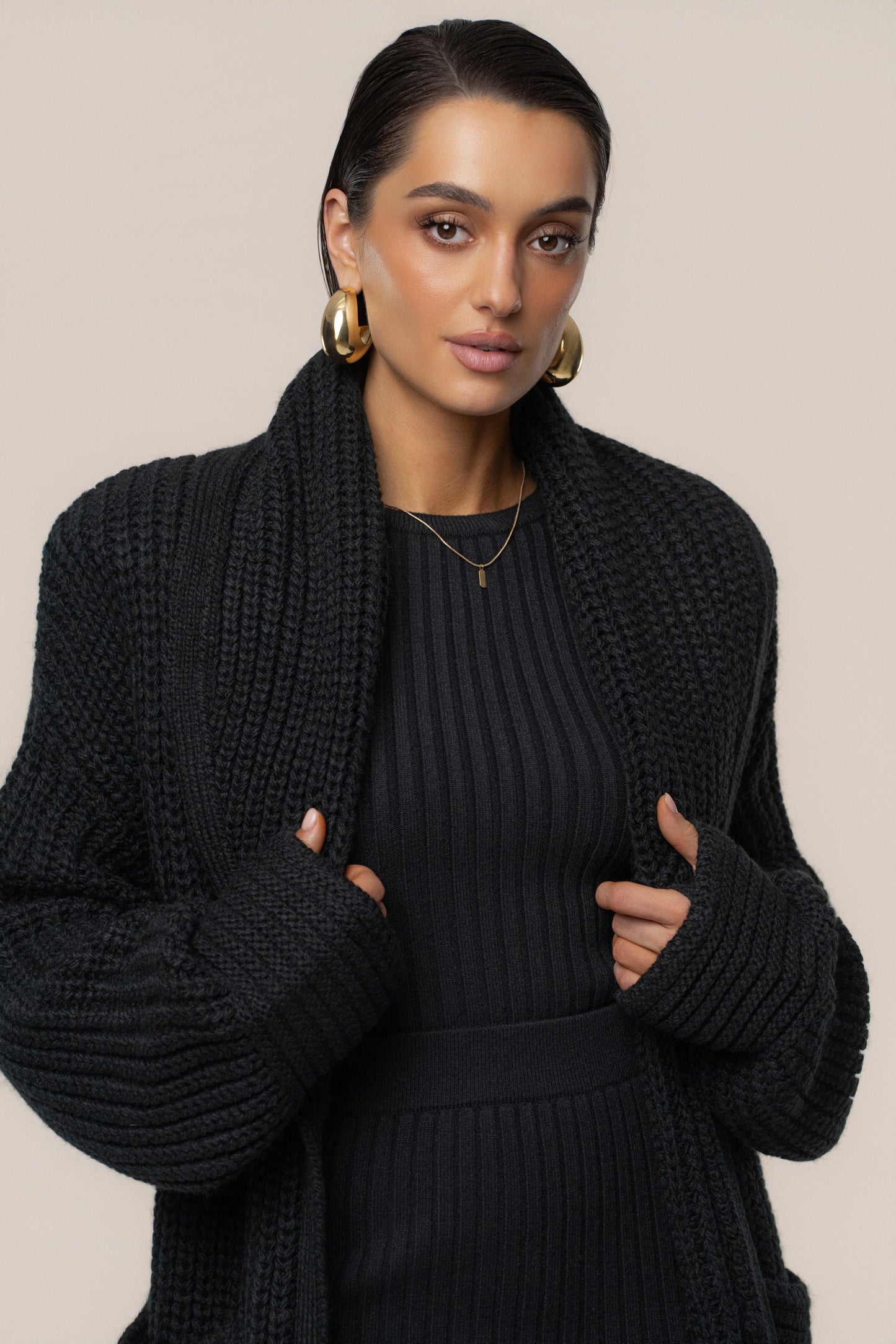 Black Hazel Knit Cardigan