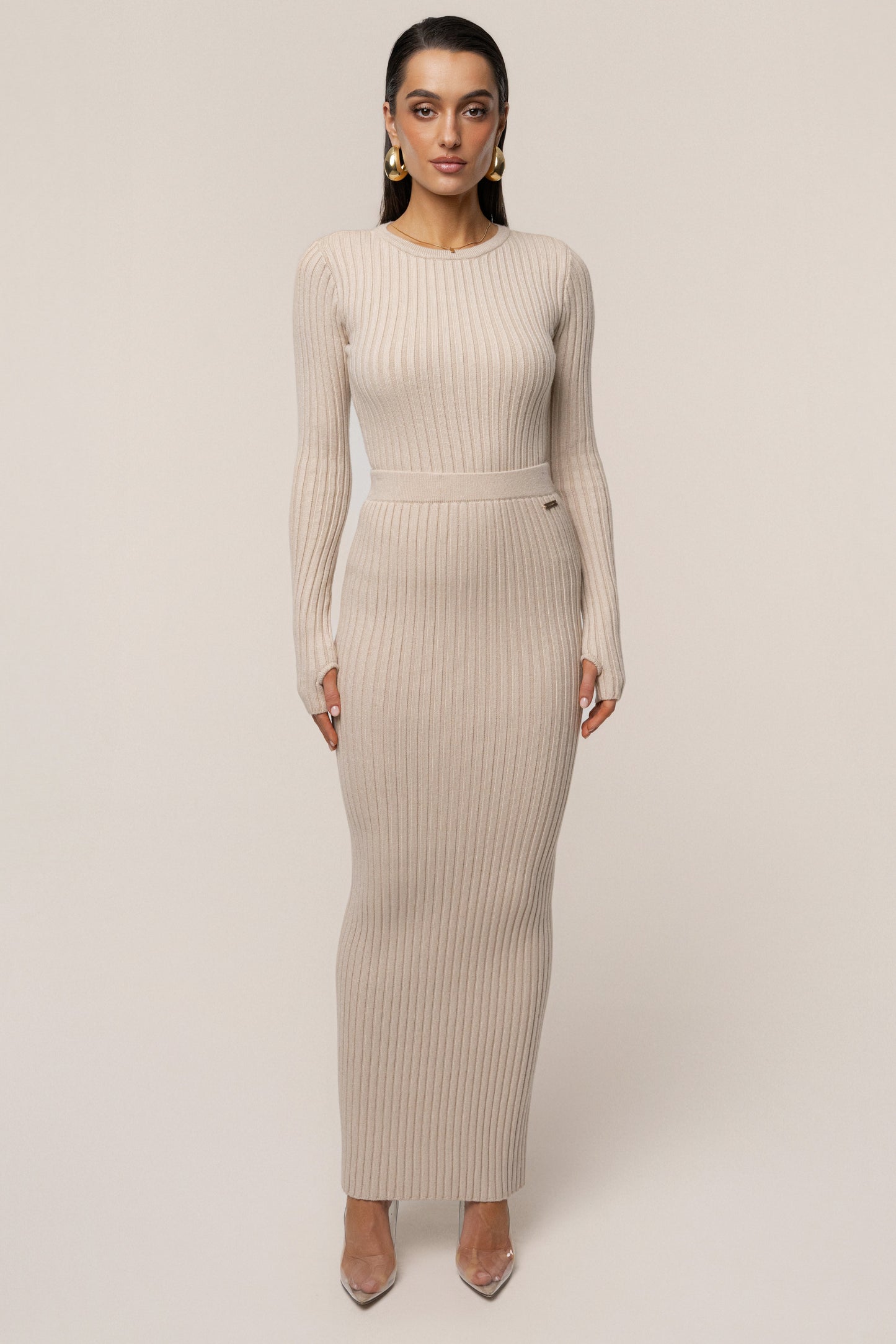 Stone Soft Reset Ribbed Skirt JLUXLABEL