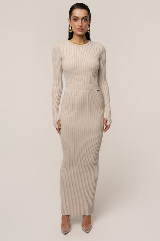 Stone Soft Reset Ribbed Skirt JLUXLABEL
