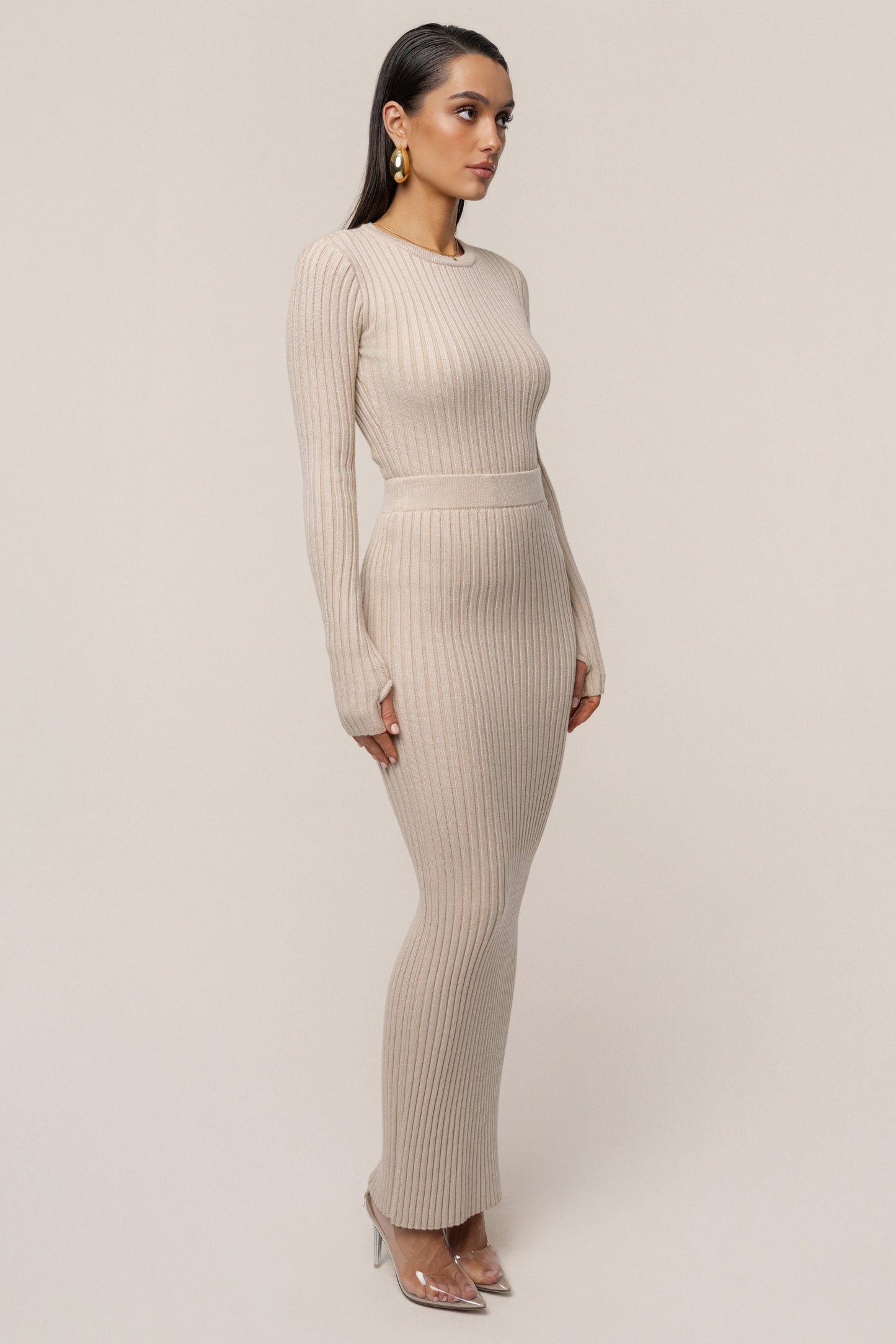 Stone Soft Reset Ribbed Skirt JLUXLABEL