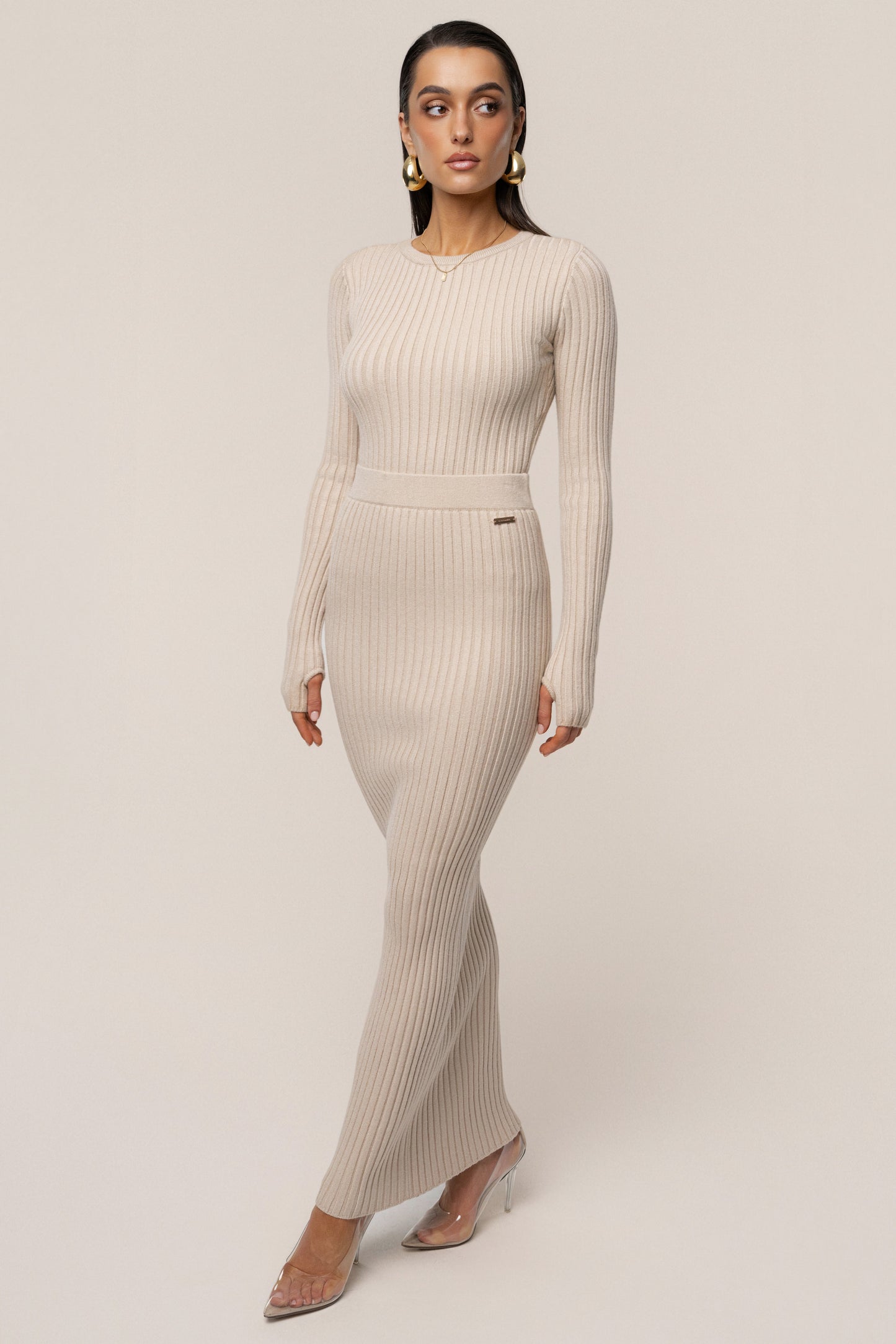 Stone Soft Reset Ribbed Skirt JLUXLABEL