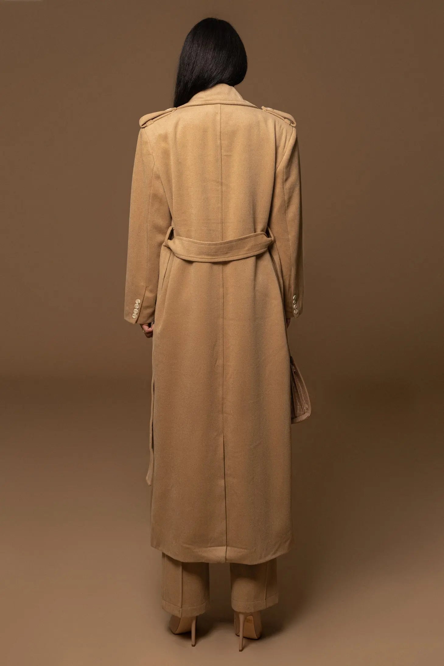 Beige SAVANNAH BELTED COAT JLUXLABEL