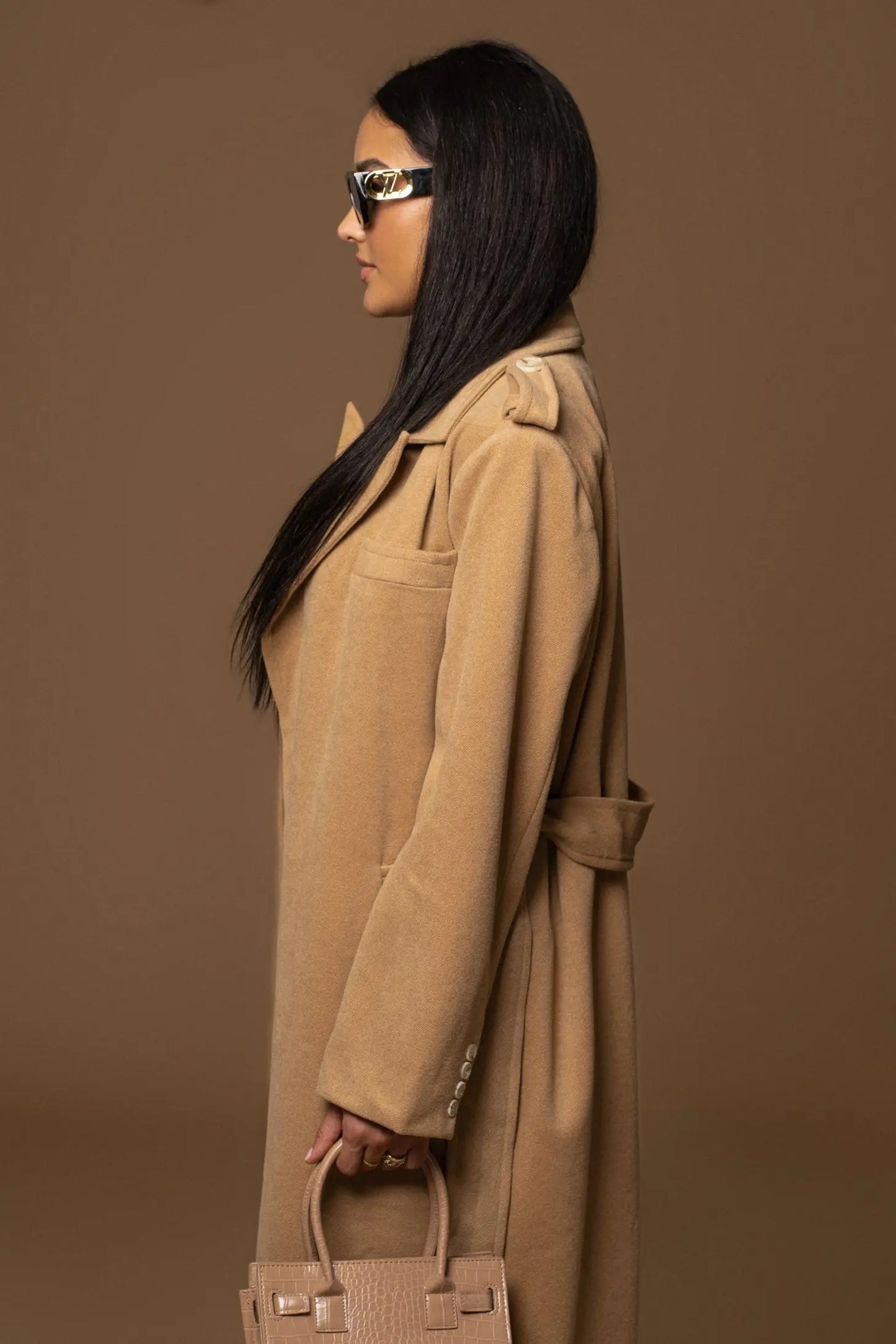 Beige SAVANNAH BELTED COAT JLUXLABEL