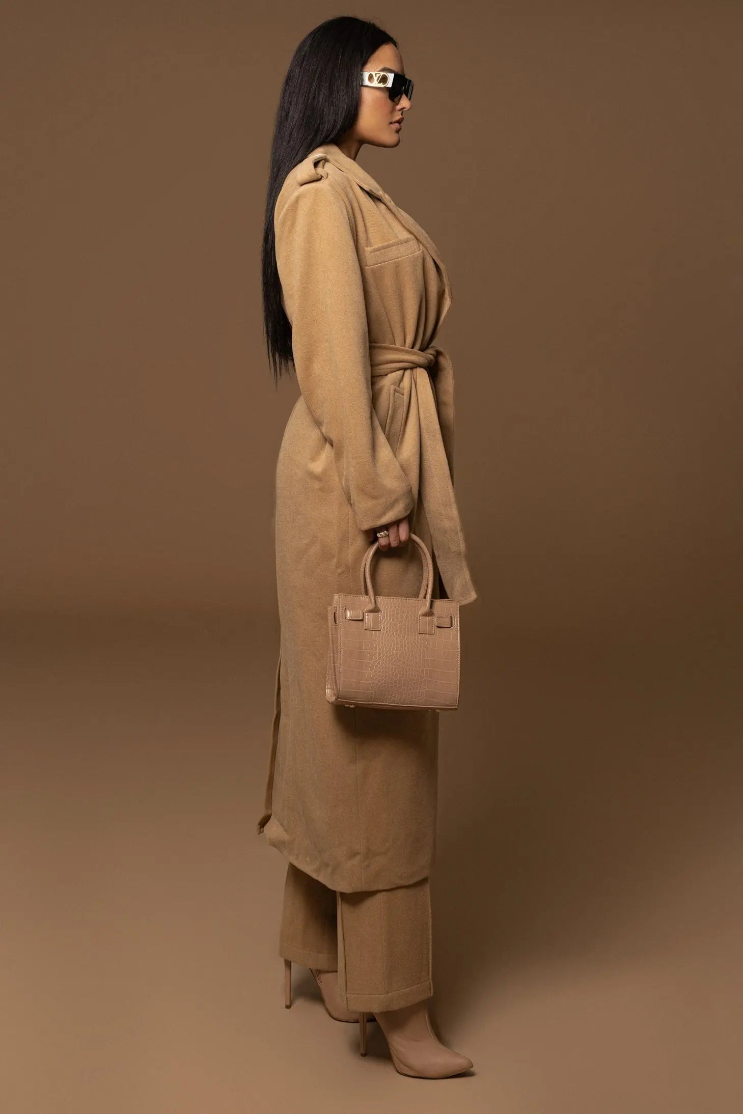 Beige SAVANNAH BELTED COAT JLUXLABEL