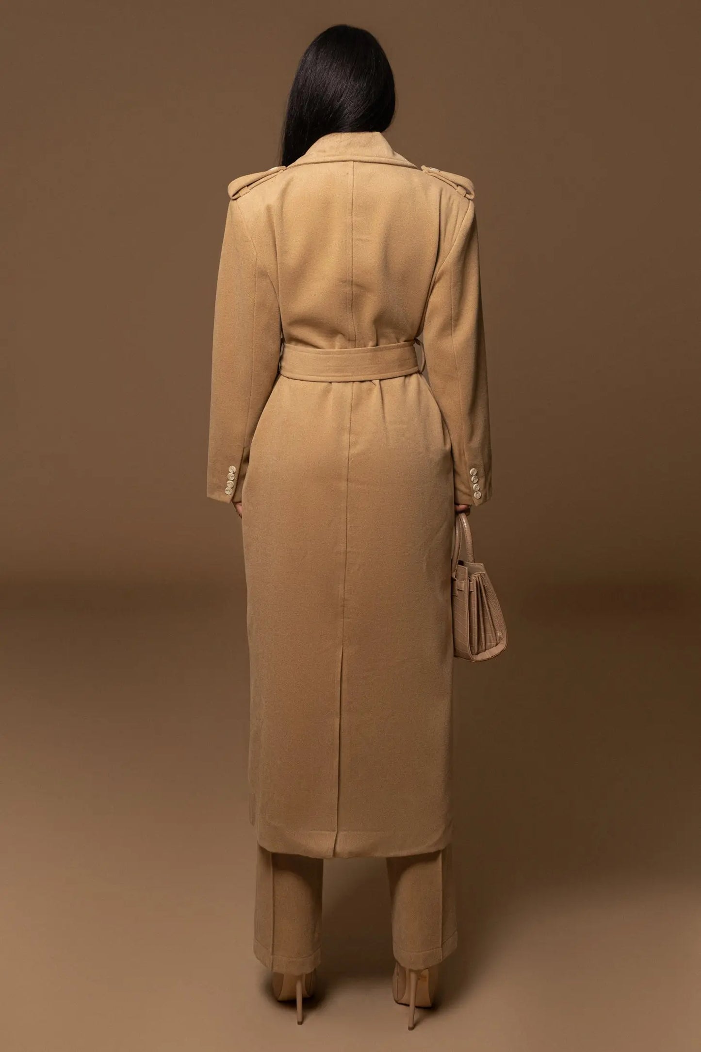Beige SAVANNAH BELTED COAT JLUXLABEL