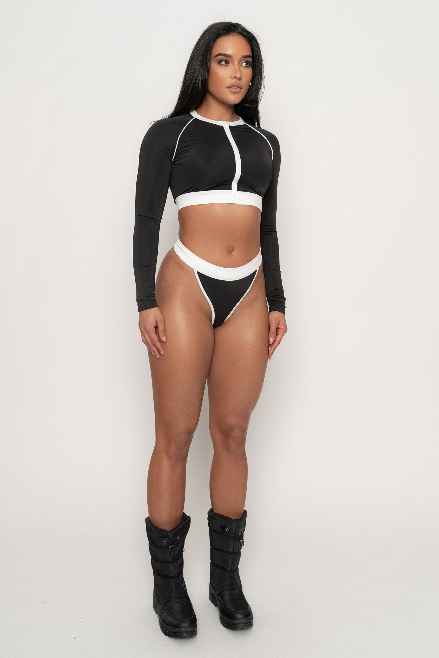 Black/White Contrast Bikini Set