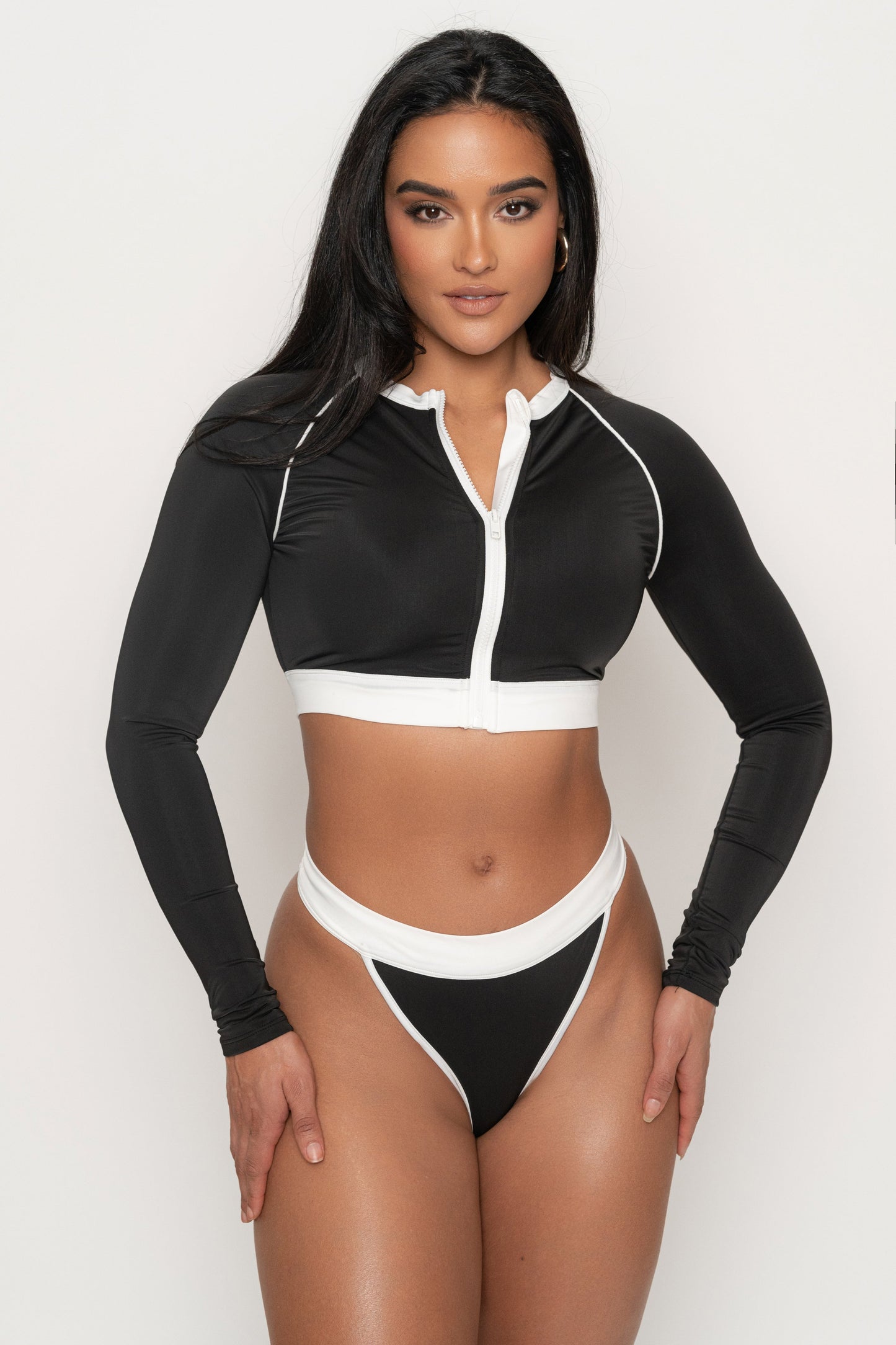 Black/White Contrast Bikini Set