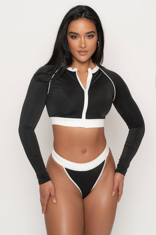 Black/White Contrast Bikini Set