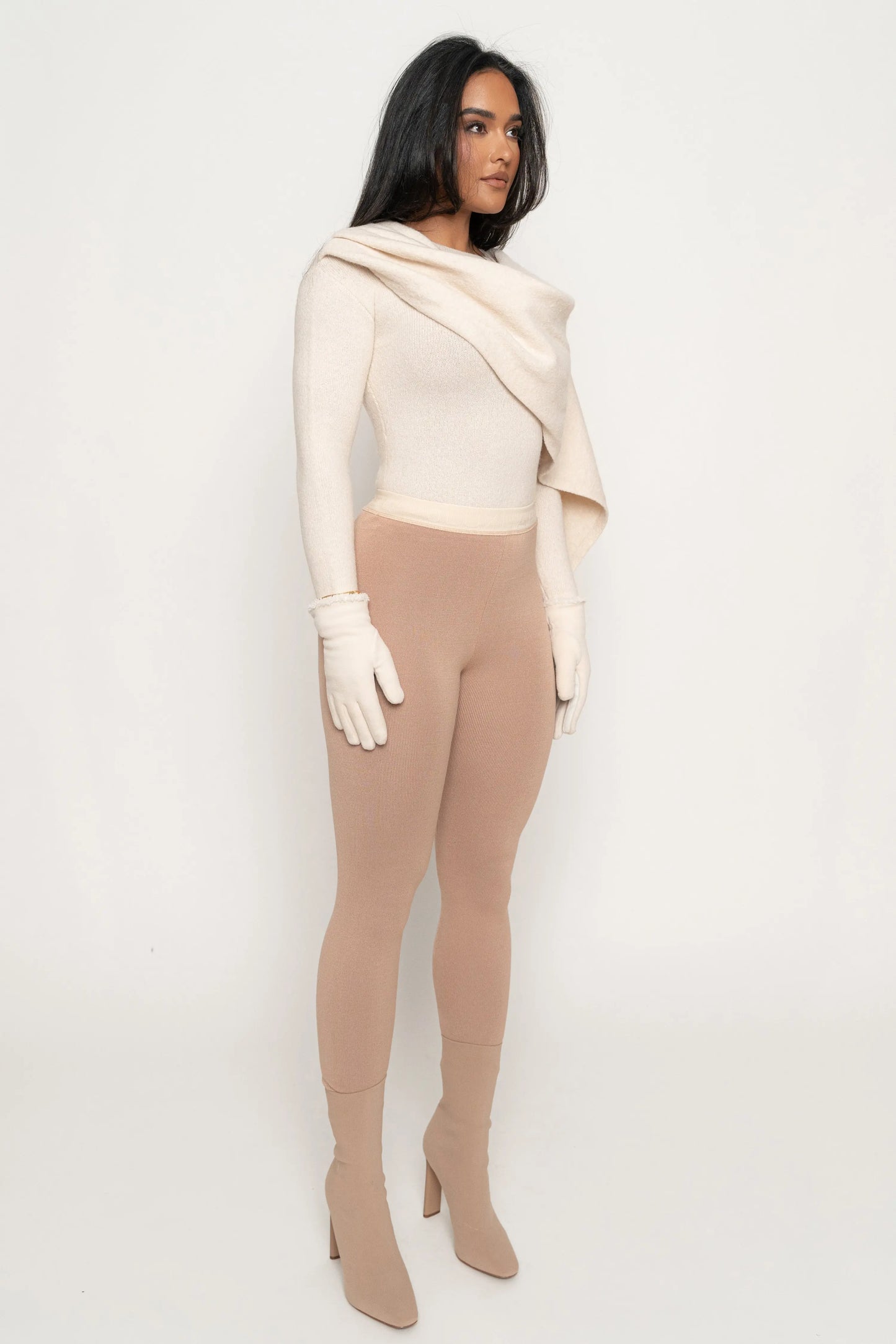 Milk Ribbed Scarf Top JLUXLABEL