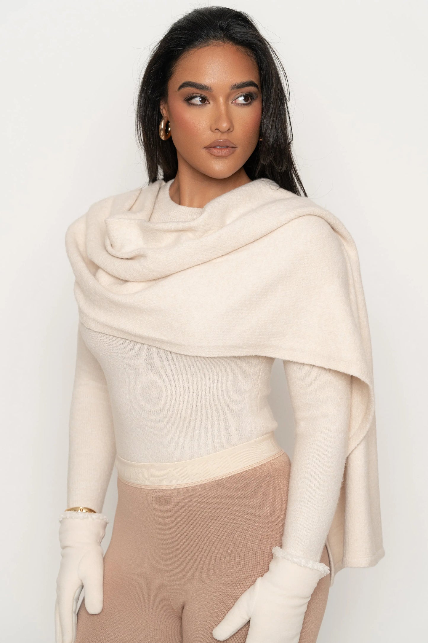 Milk Ribbed Scarf Top JLUXLABEL