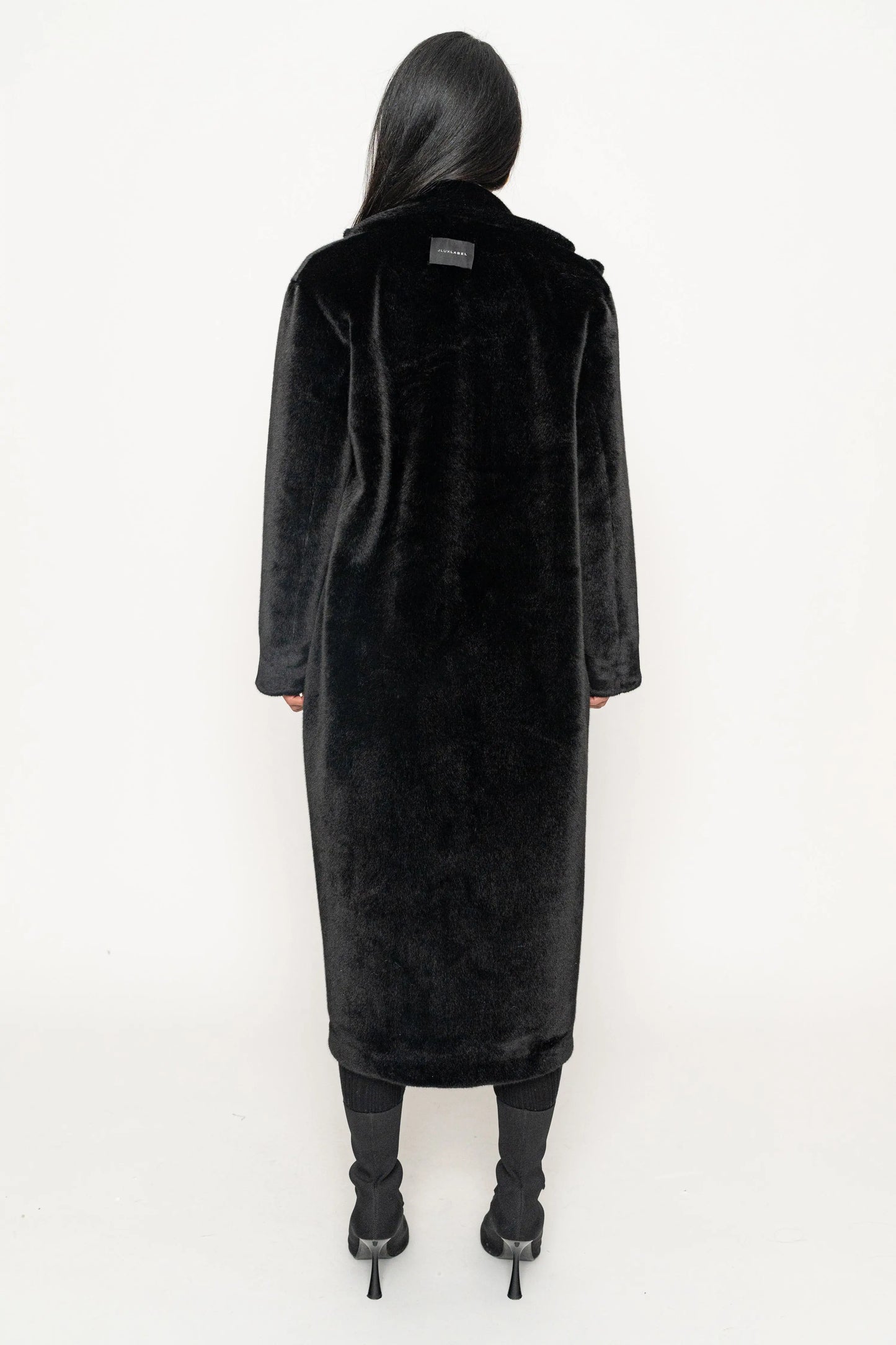 Black Thelma Reversible Suede Coat JLUXLABEL