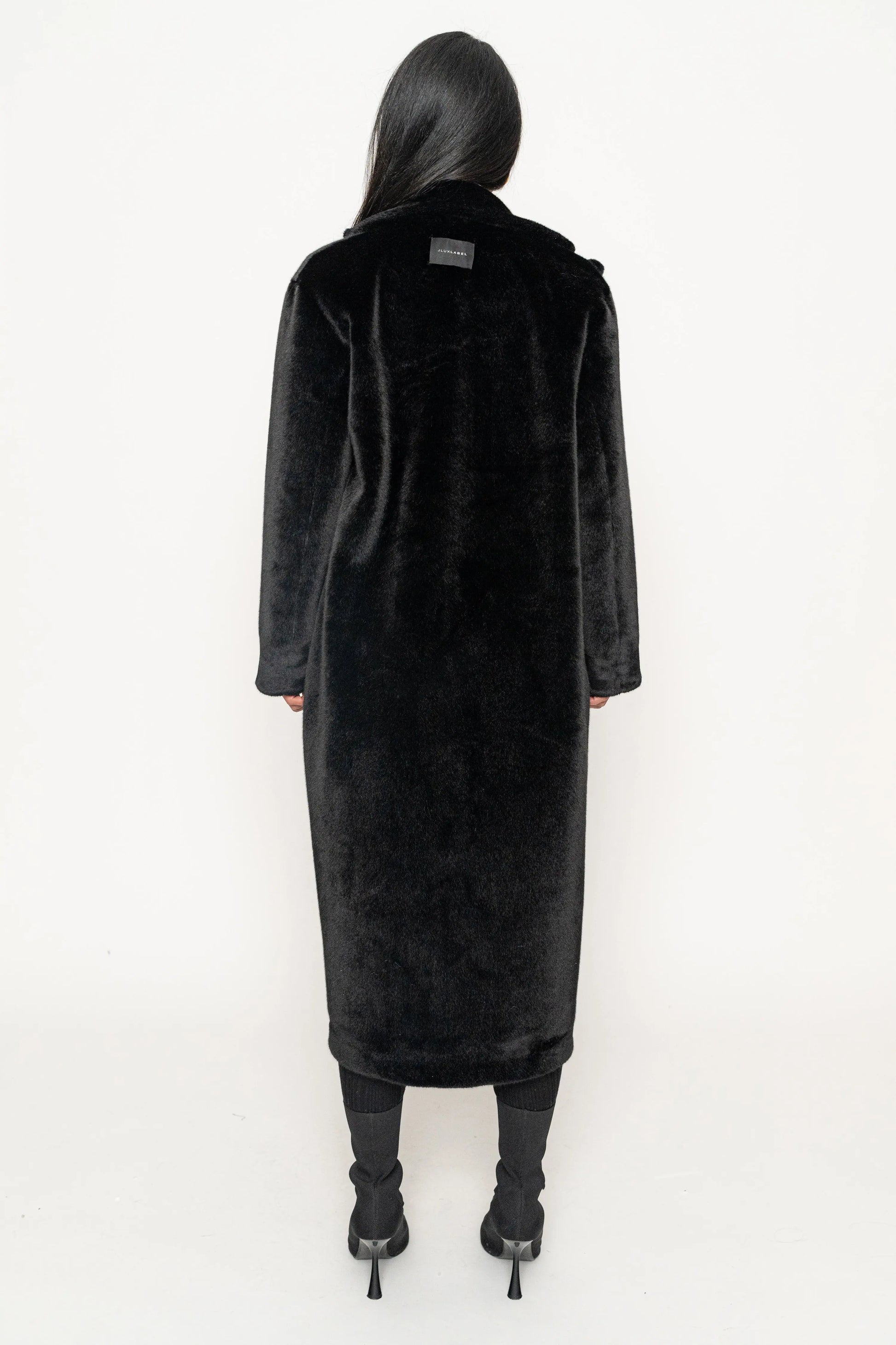 Black Thelma Reversible Suede Coat JLUXLABEL