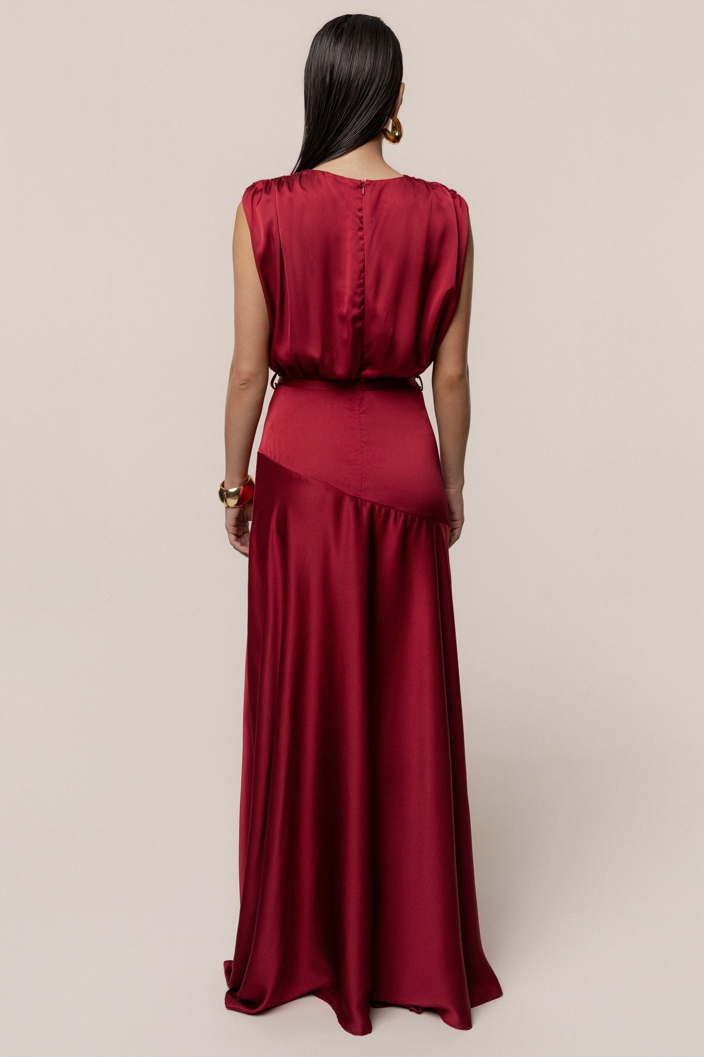 Red Amalia Satin Maxi Dress JLUXLABEL