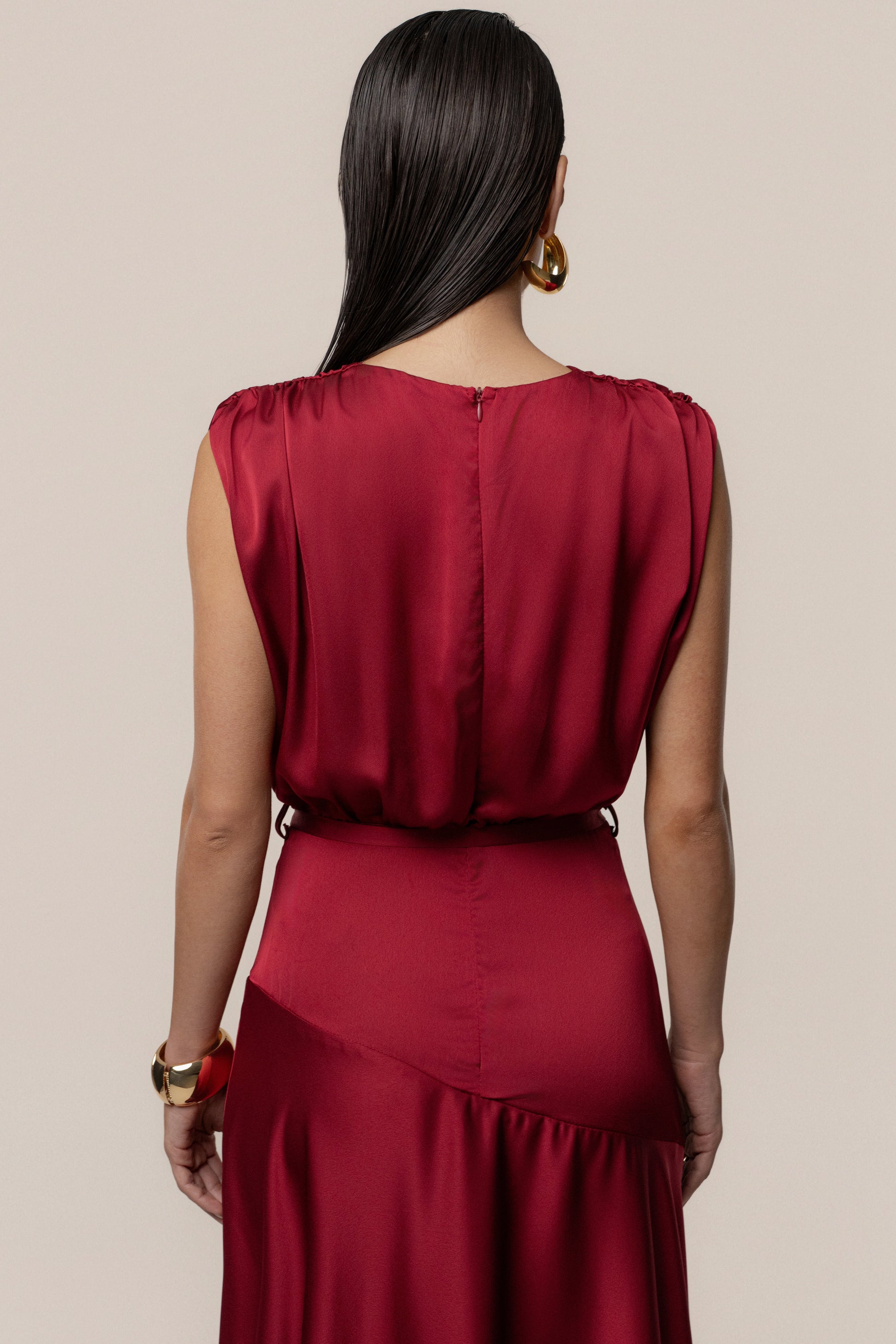 Red Amalia Satin Maxi Dress JLUXLABEL