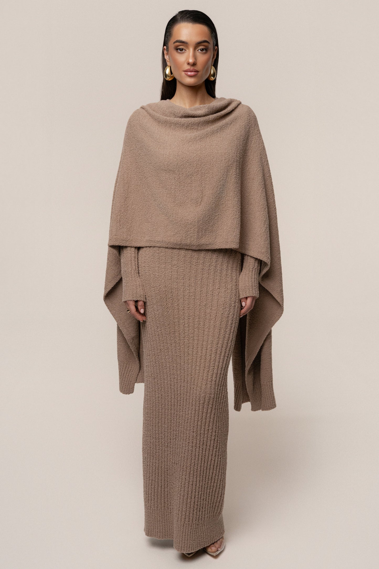 Taupe First Class Ribbed Maxi Dress JLUXLABEL