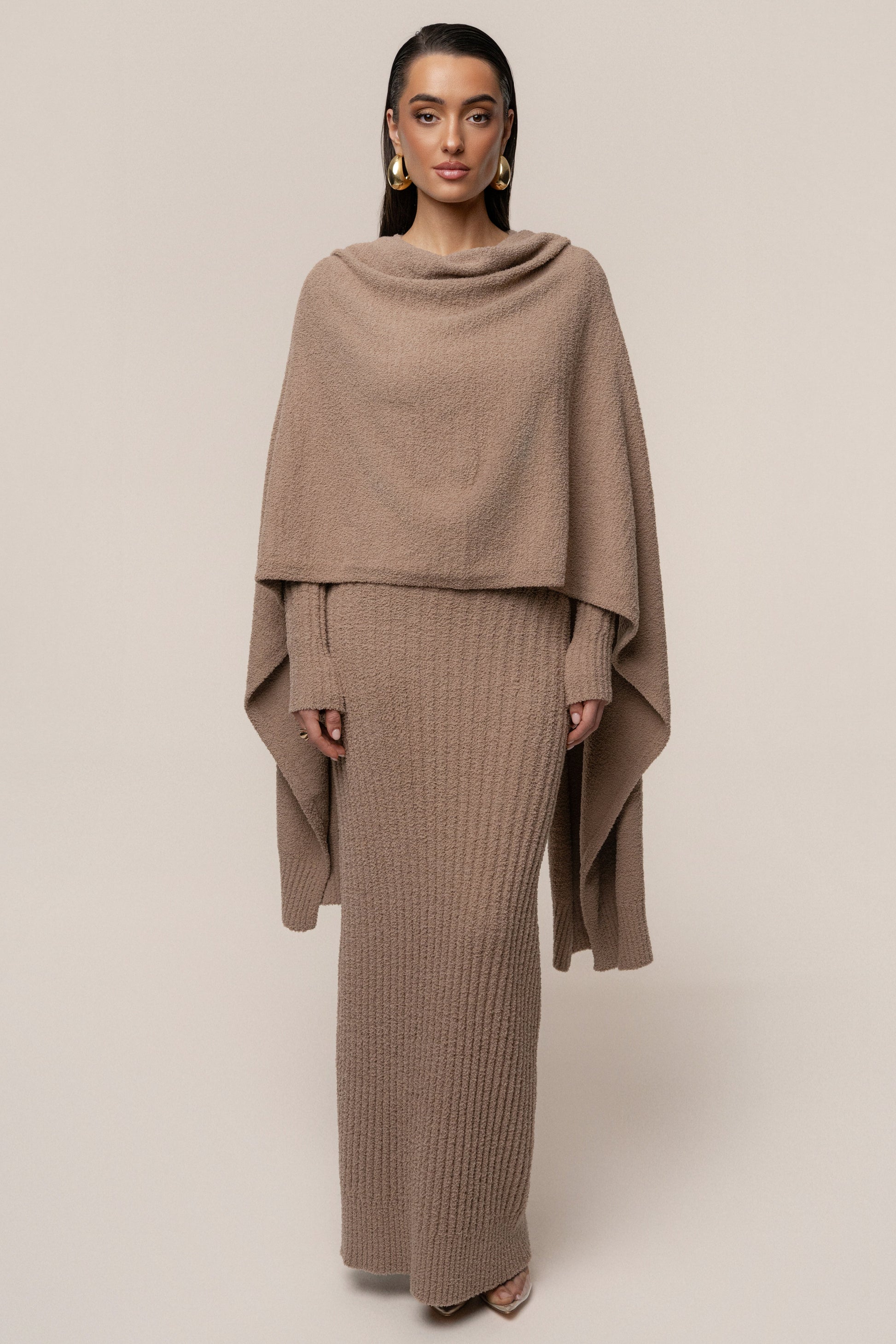 Taupe First Class Ribbed Maxi Dress JLUXLABEL