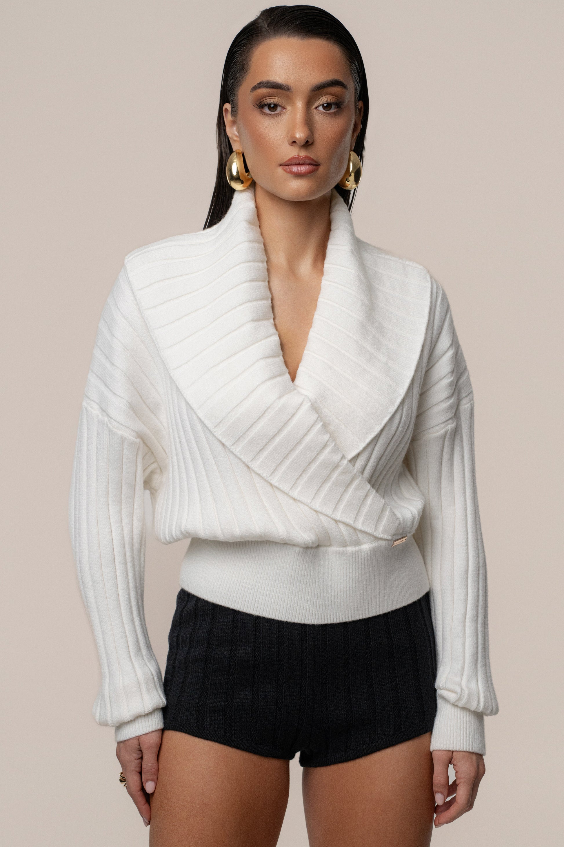 Ivory Ease Forward Knit Top JLUXLABEL
