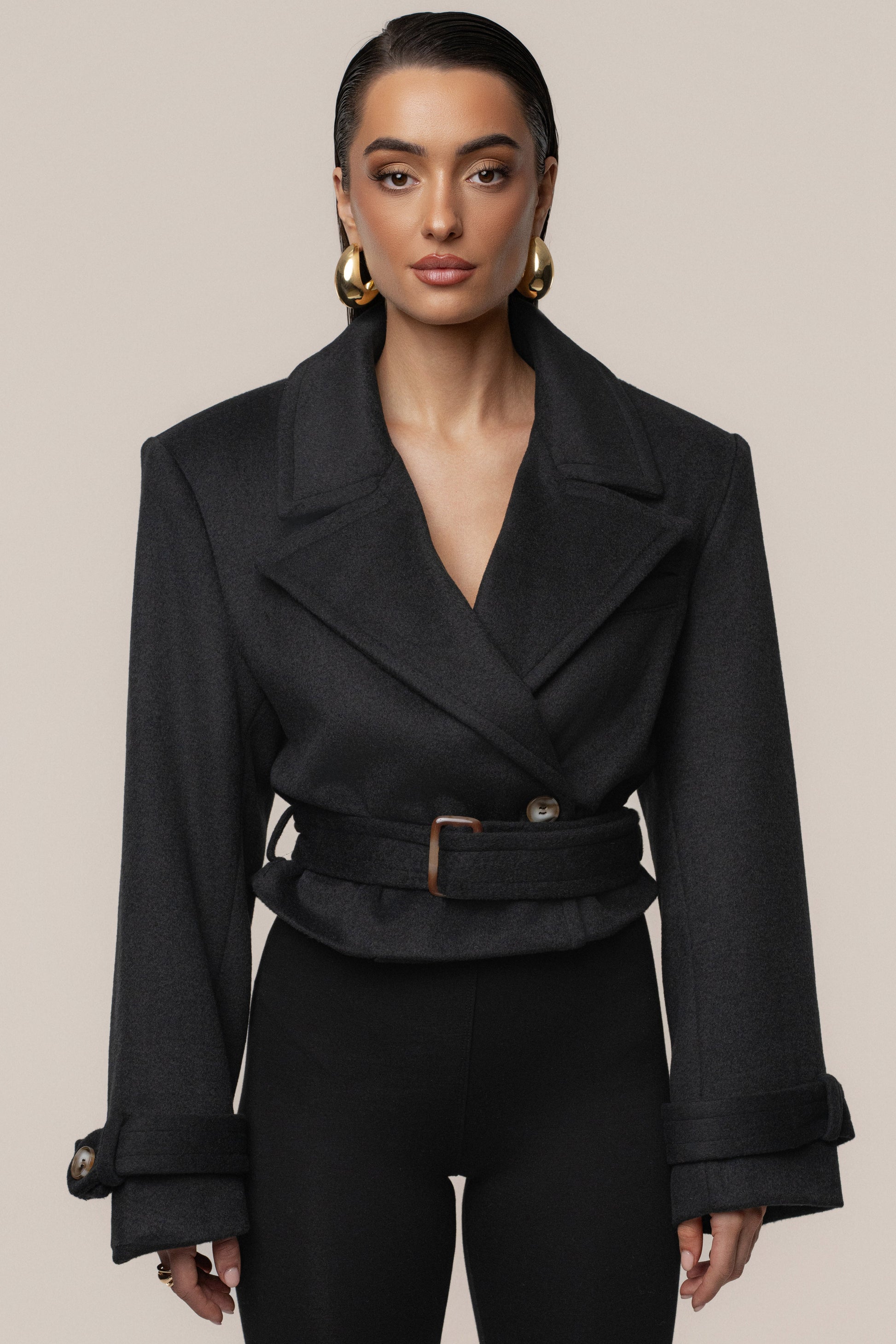 Black Sharp Presence Crop Jacket JLUXLABEL