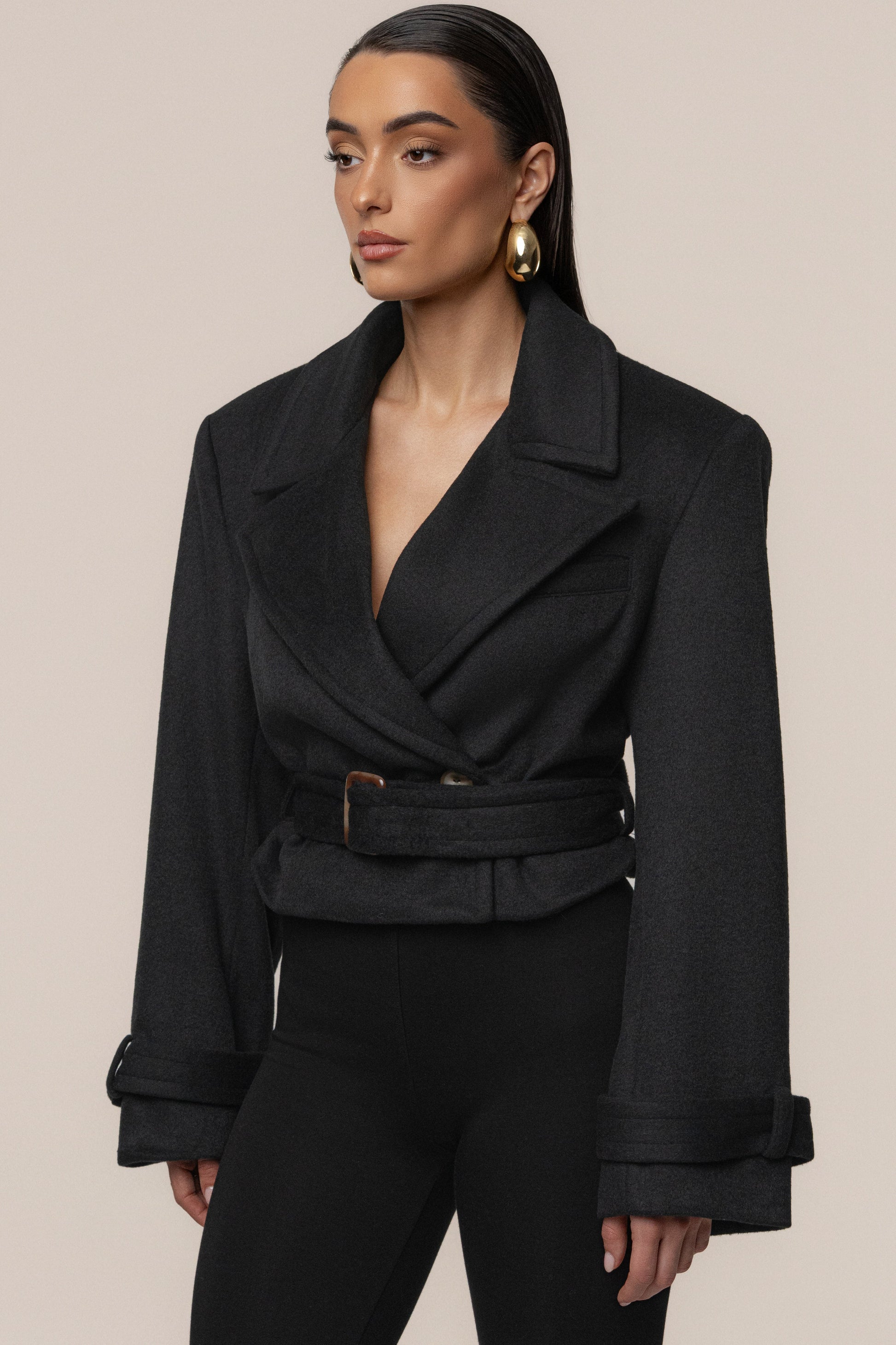 Black Sharp Presence Crop Jacket JLUXLABEL