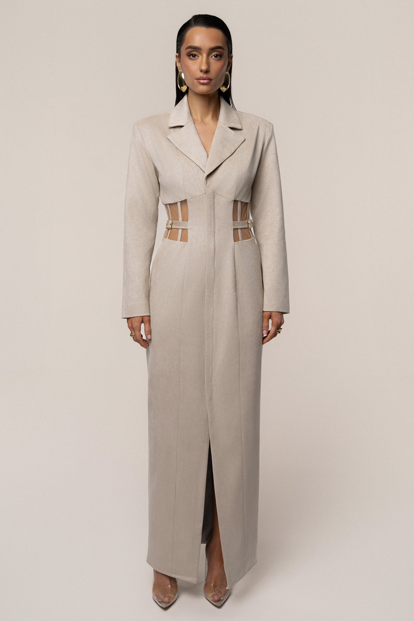 Stone Toffee Haze Suede Dress JLUXLABEL