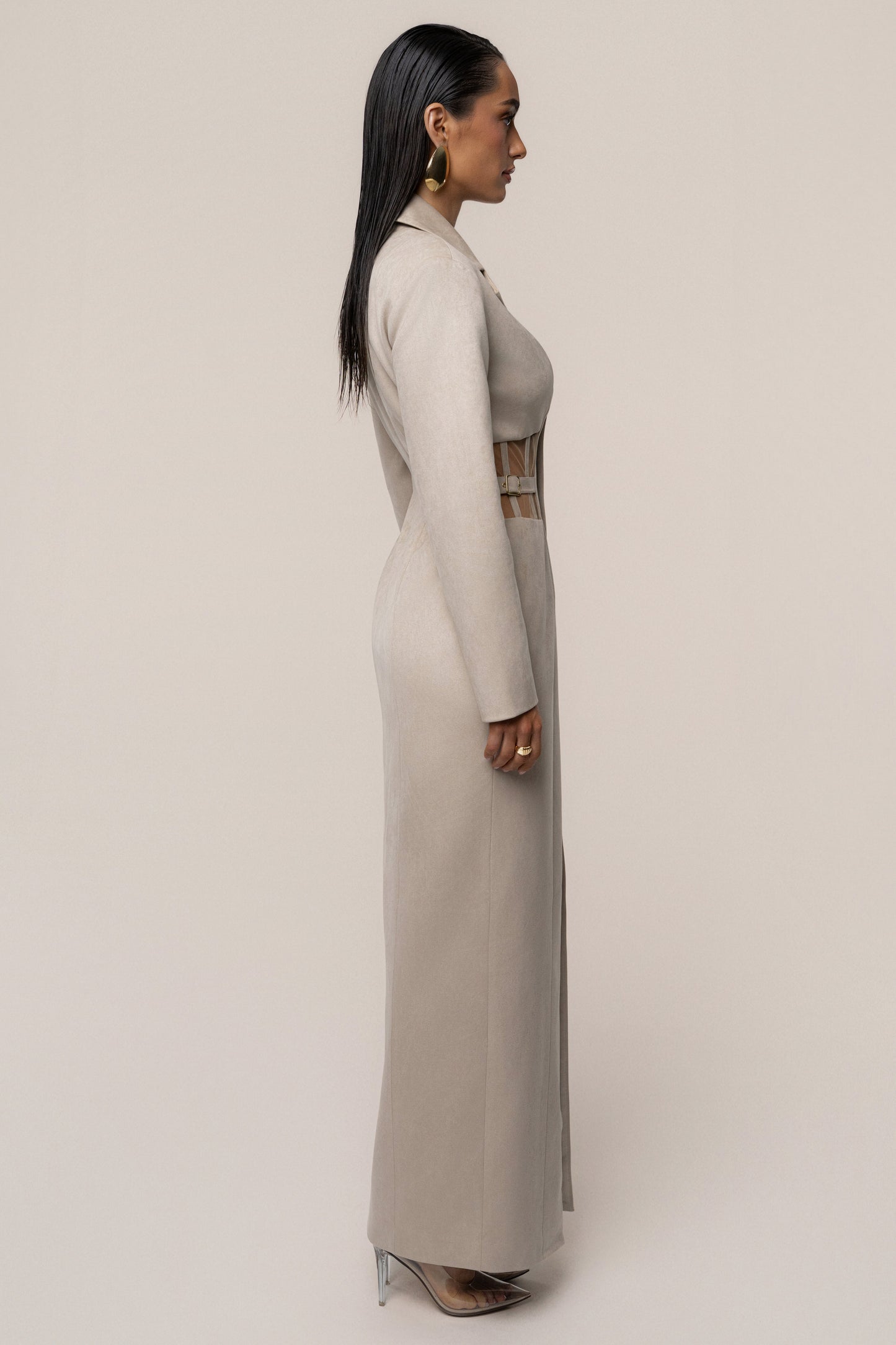 Stone Toffee Haze Suede Dress JLUXLABEL