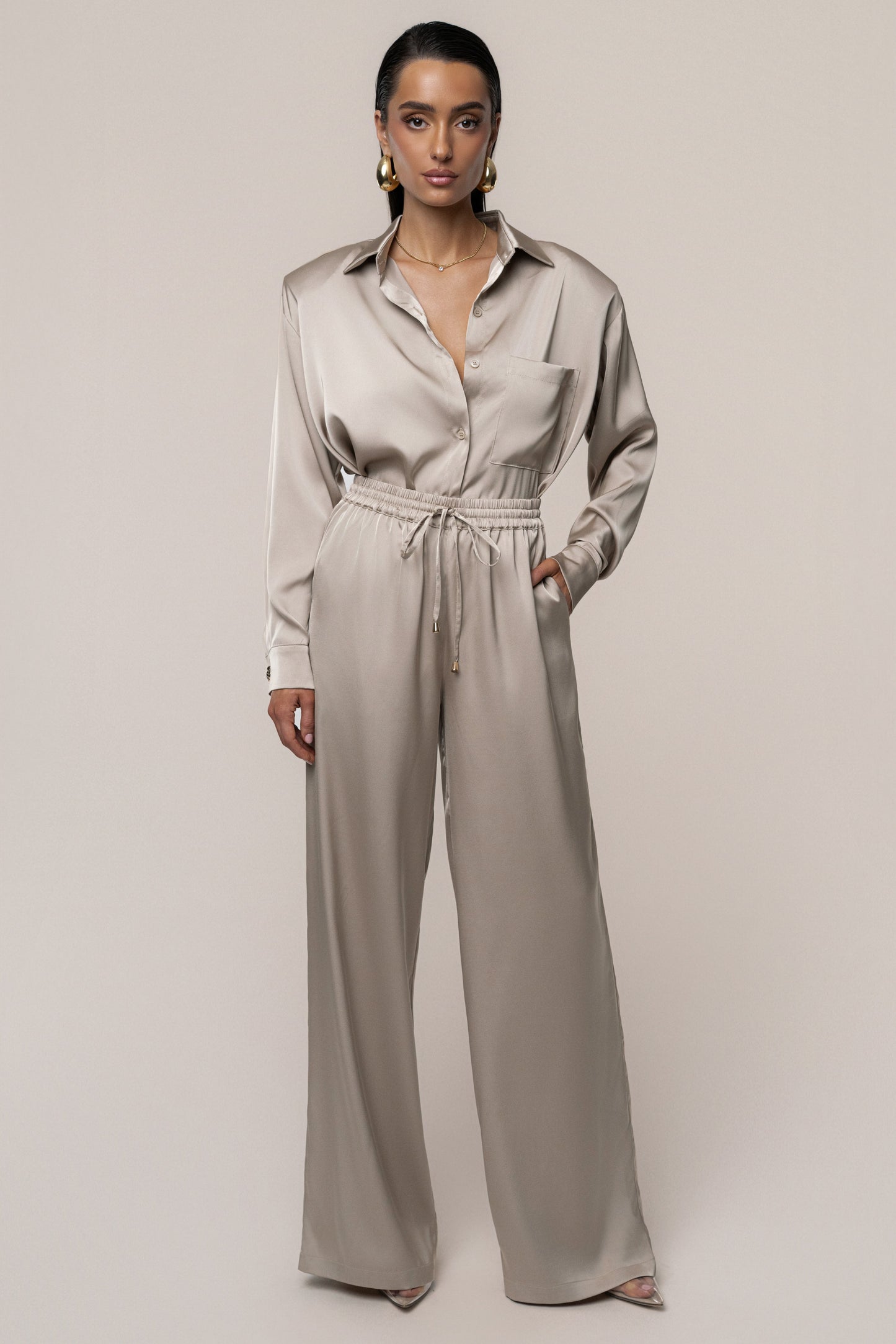 Beige Sunny Day Drawstring Pants JLUXLABEL
