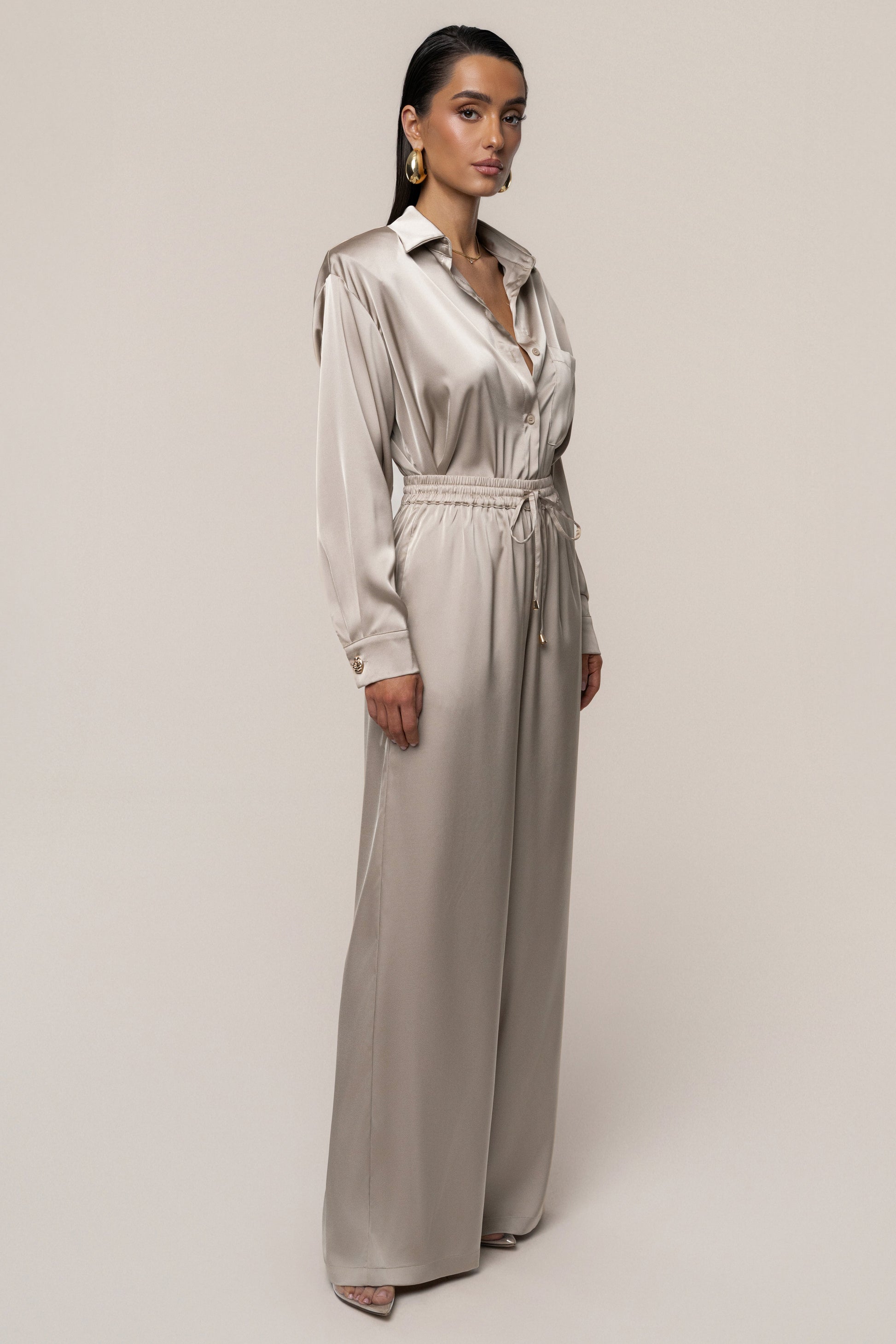 Beige Sunny Day Drawstring Pants JLUXLABEL