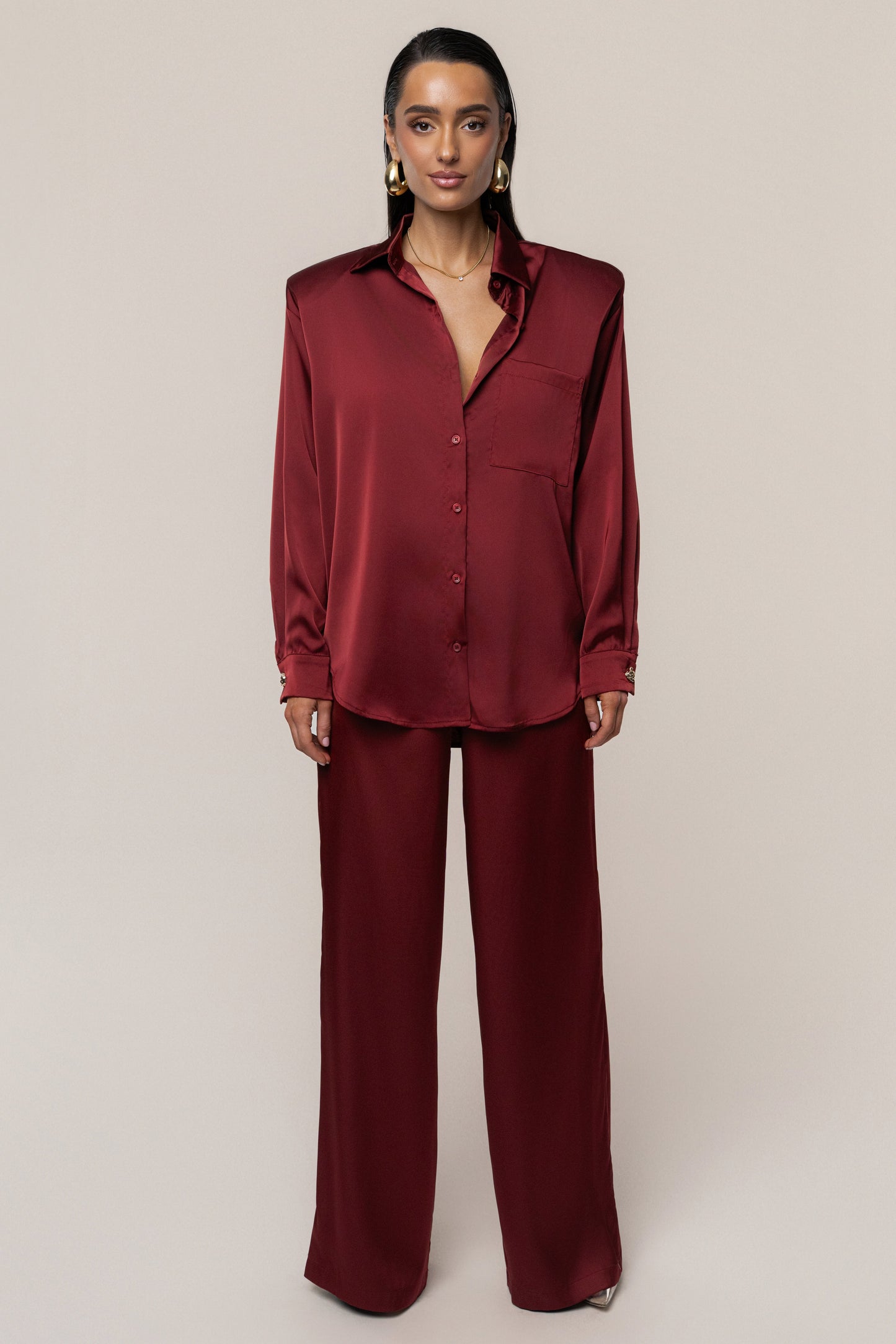 Burgundy Sunny Day Drawstring Pants JLUXLABEL