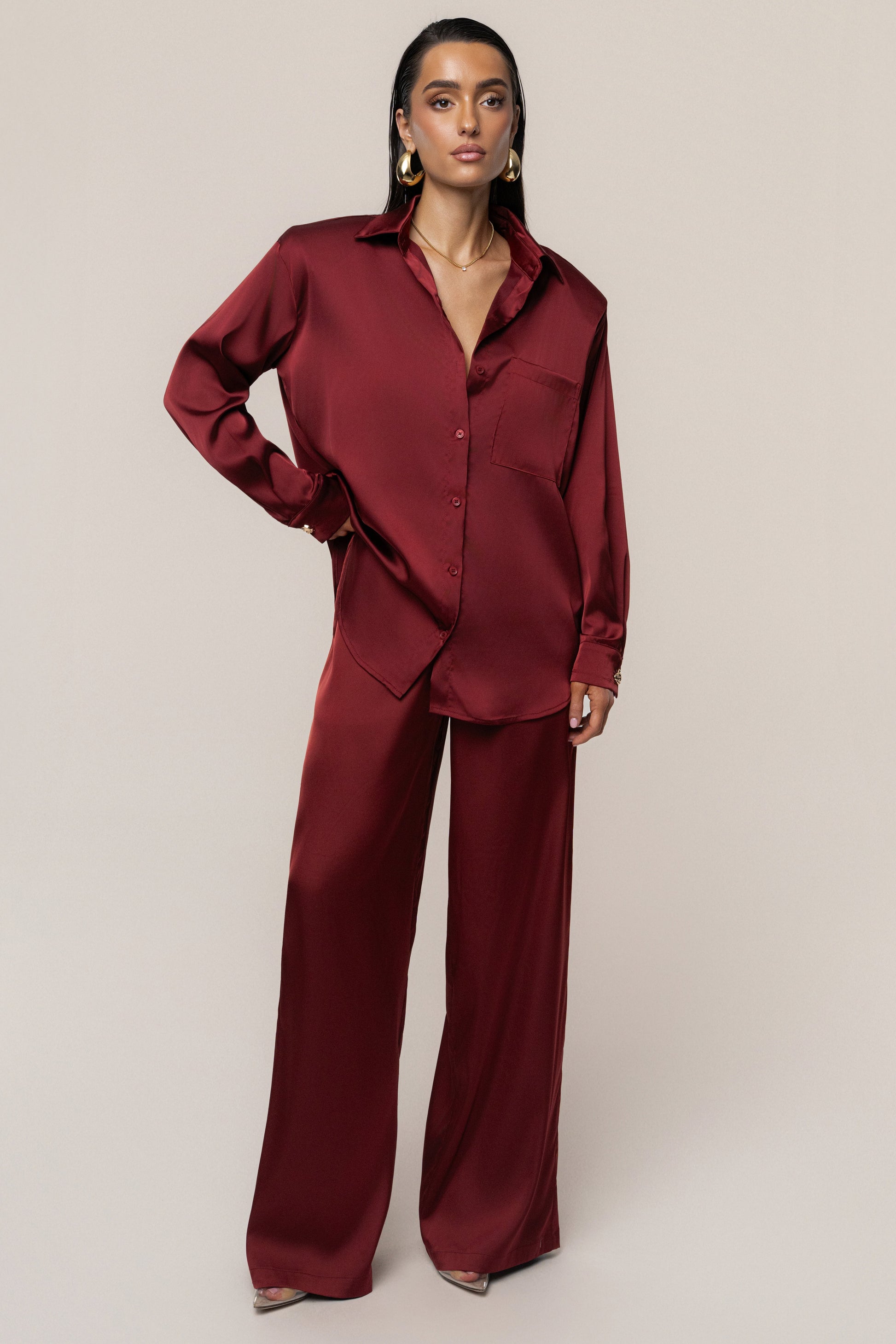 Burgundy Sunny Day Drawstring Pants JLUXLABEL