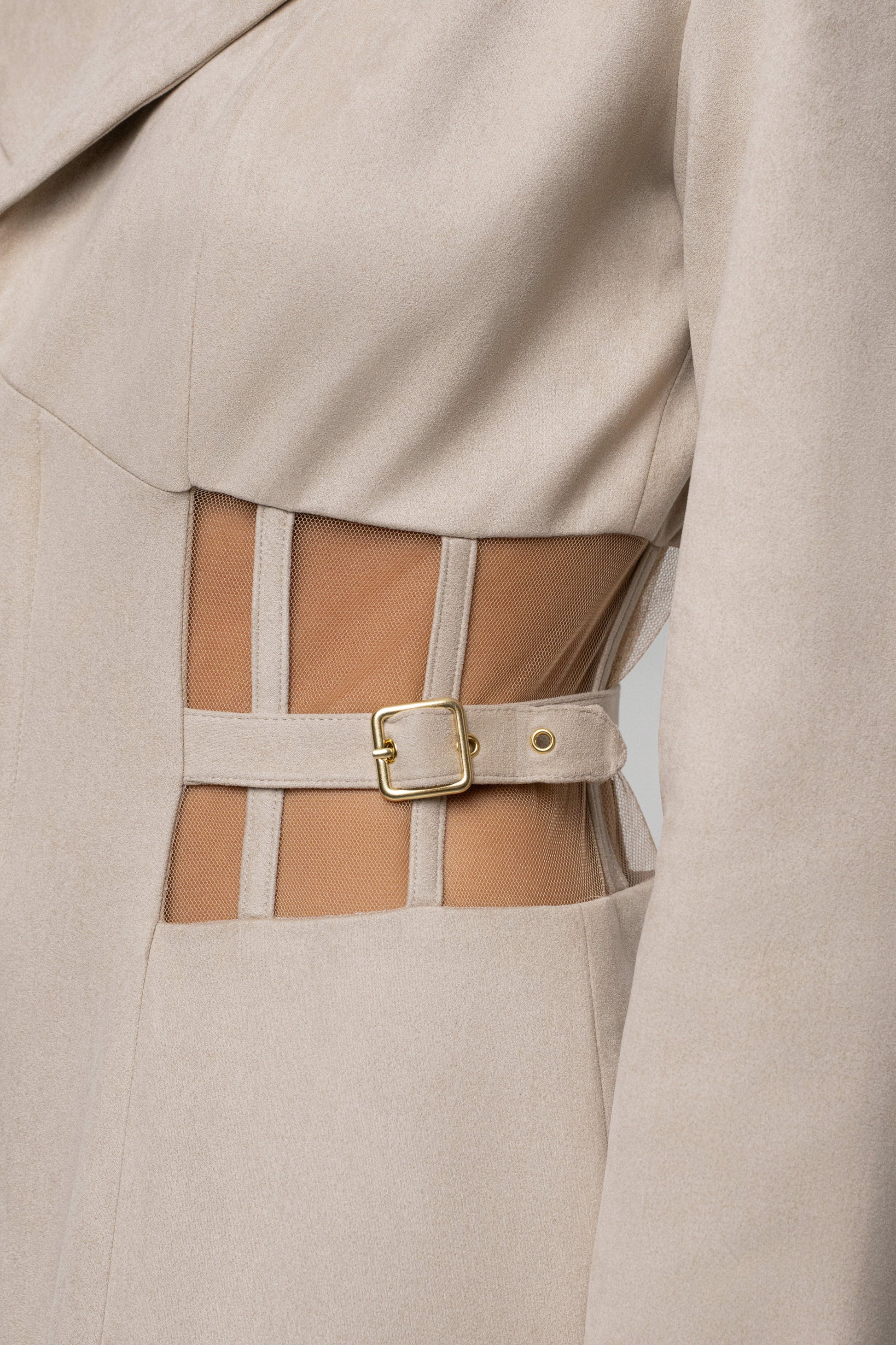 Stone Toffee Haze Suede Dress JLUXLABEL