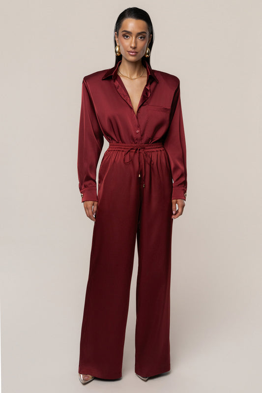 Burgundy Sunny Day Drawstring Pants JLUXLABEL